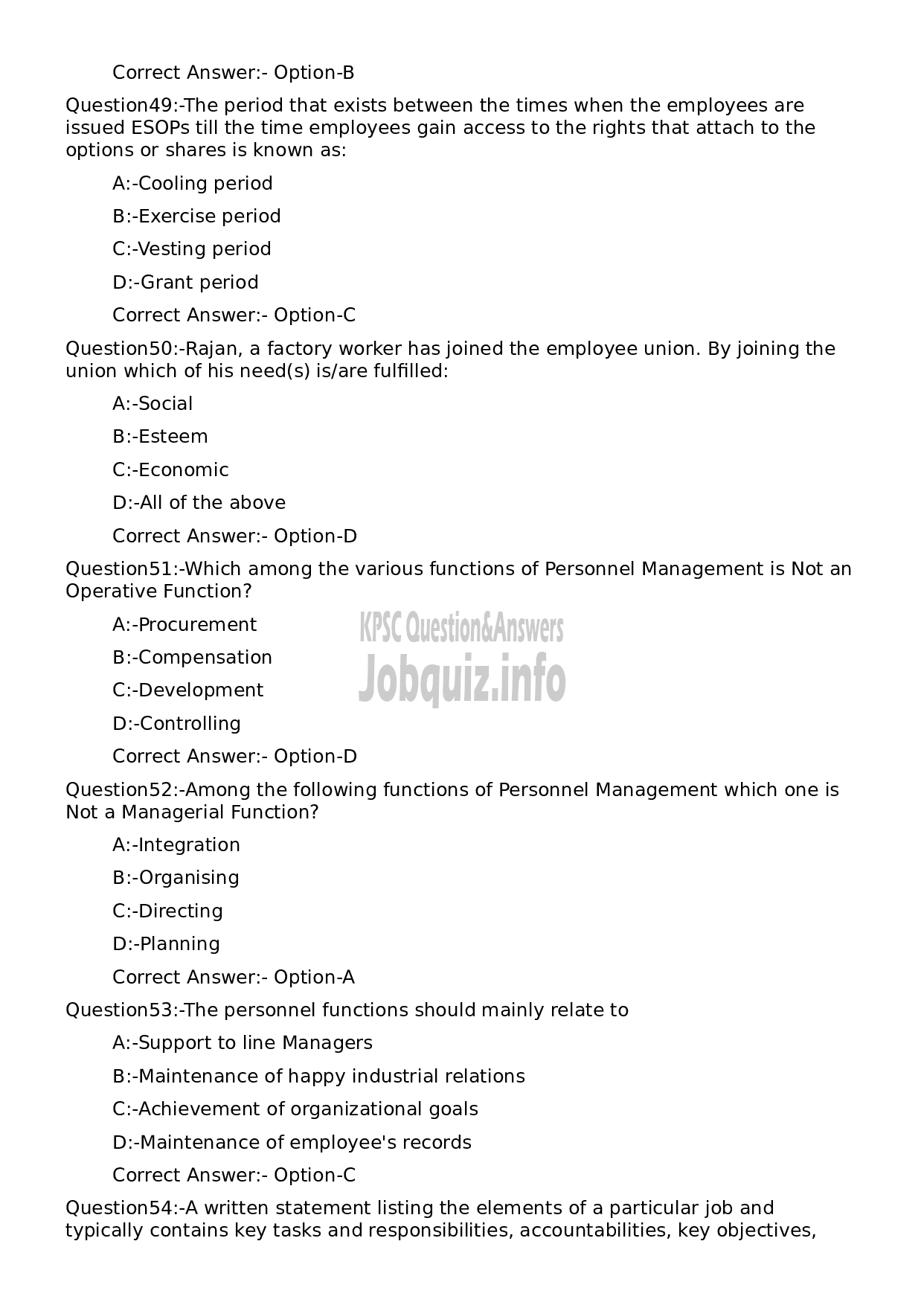 Kerala PSC Question Paper - Deputy Manager (Personnel and Administration)-11