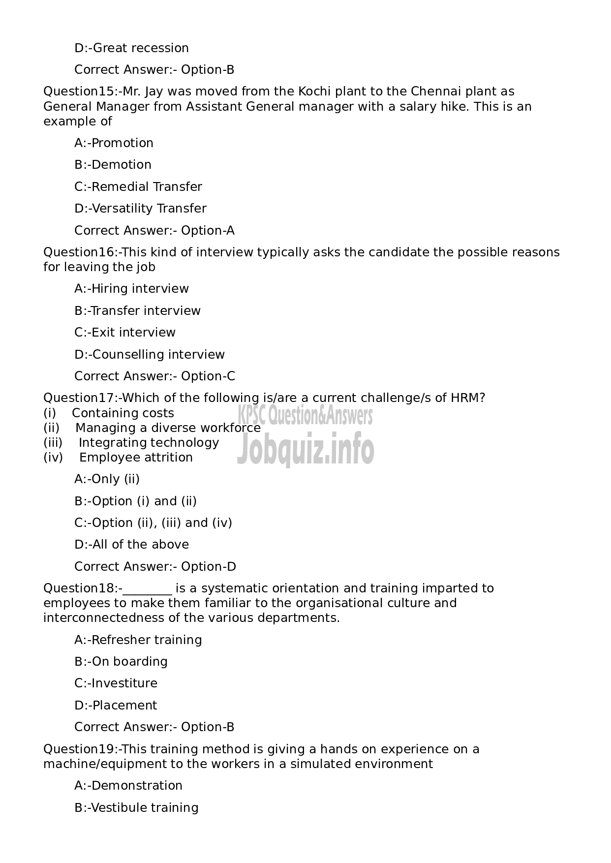 Kerala PSC Question Paper - Deputy Manager (Personnel and Administration)-4