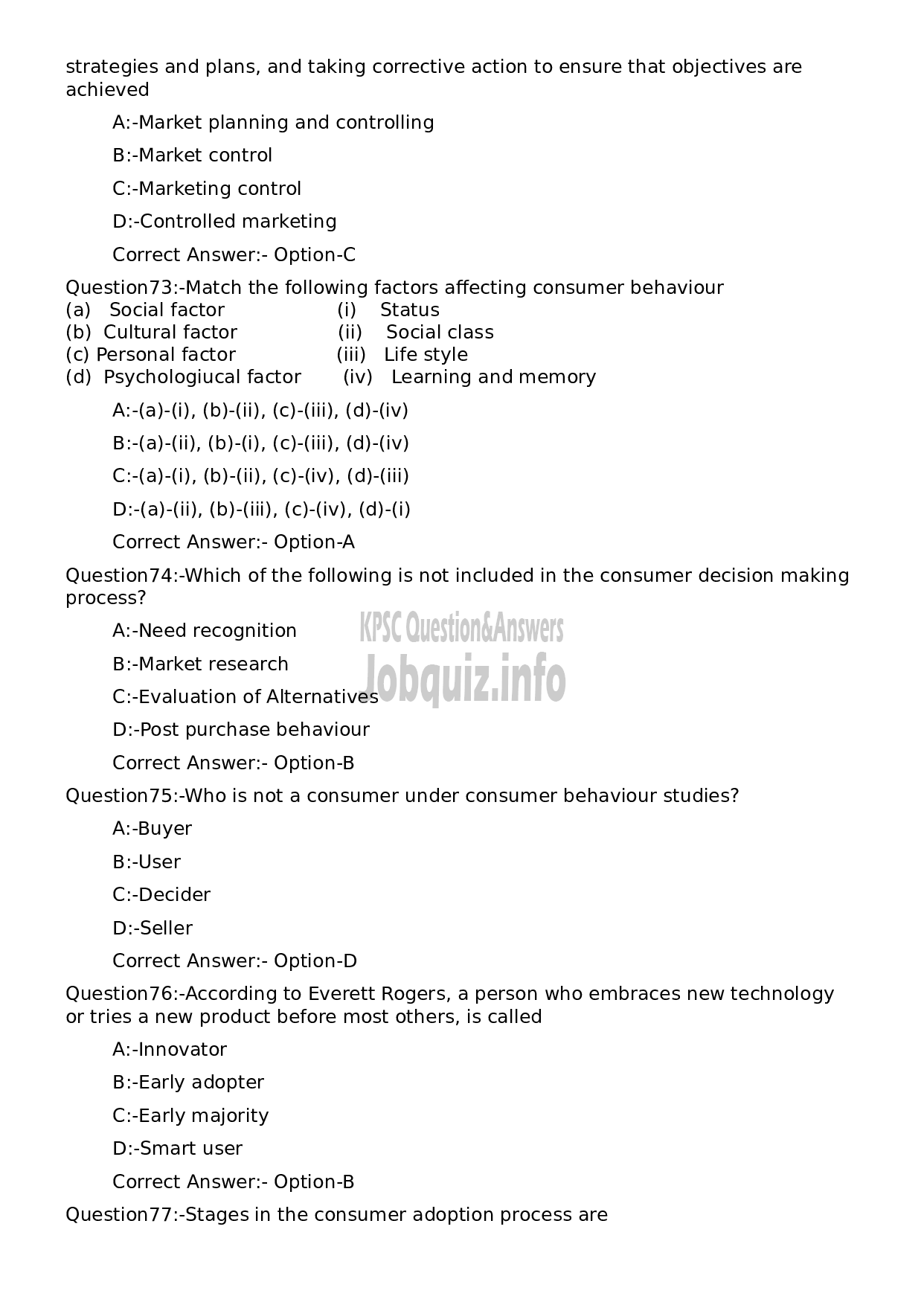 Kerala PSC Question Paper - Deputy Marketing Manager (Spices)-14