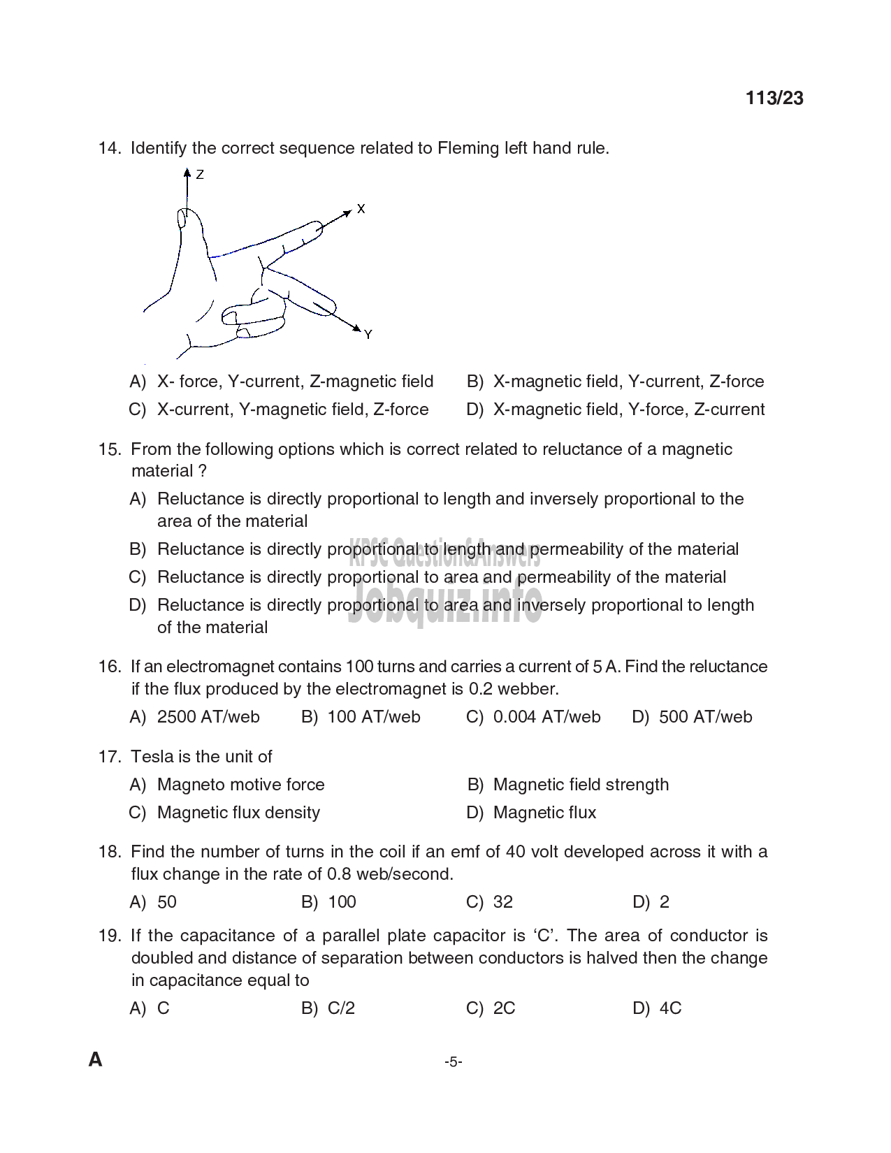 Kerala PSC Question Paper - Draftsman Grade II (Electrical), Skilled Assistant Grade II, Electrician, Lineman in Kerala State Housing Board, PWD (Electrical Wing) etc-5