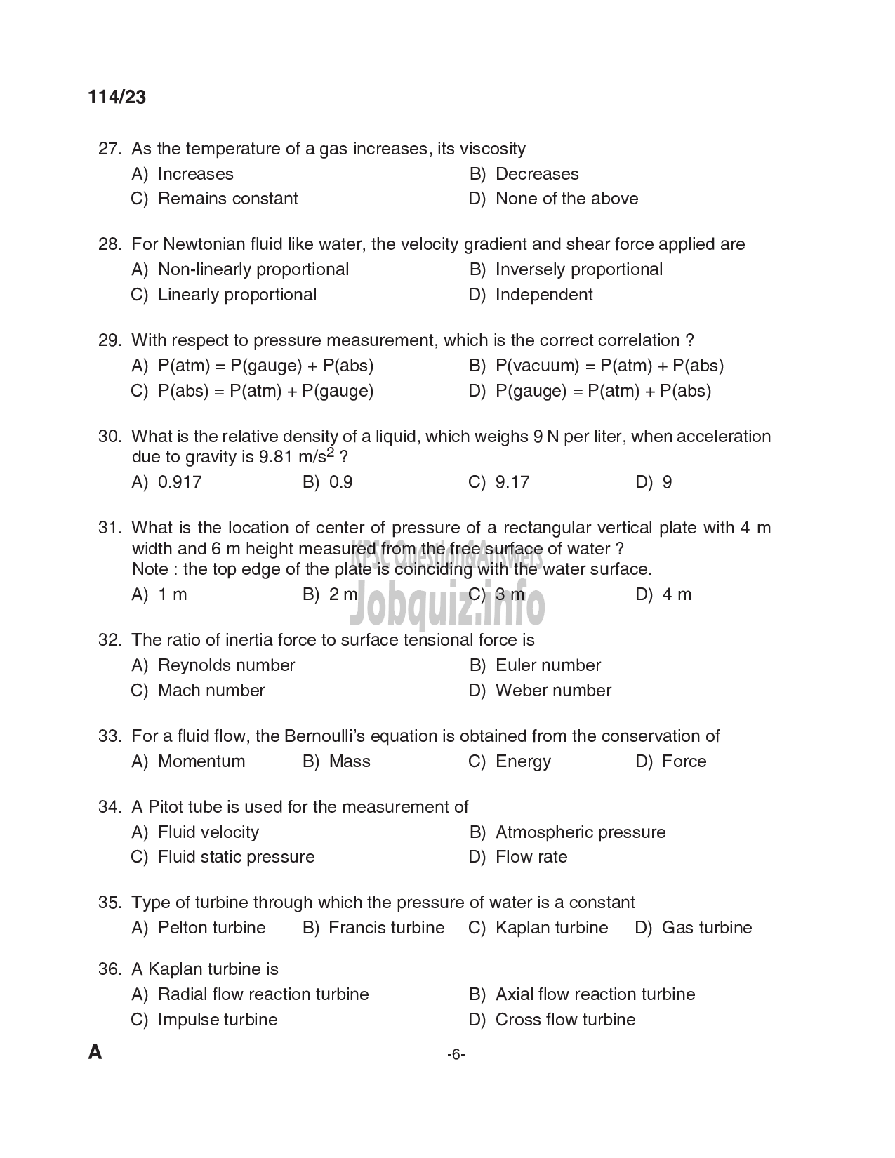 Kerala PSC Question Paper - Draftsman Grade I in Kerala Water Authority , Sub Engineer (Civil) in KSEB Ltd-6