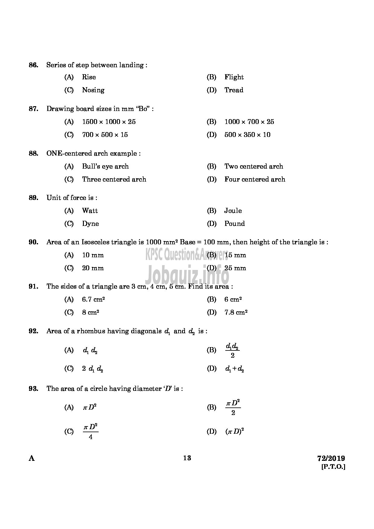 Kerala PSC Question Paper - Draughtsman Gr II Civil Harbour Engineering English-11