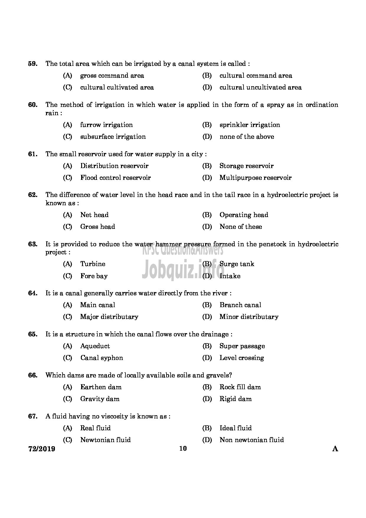 Kerala PSC Question Paper - Draughtsman Gr II Civil Harbour Engineering English-8