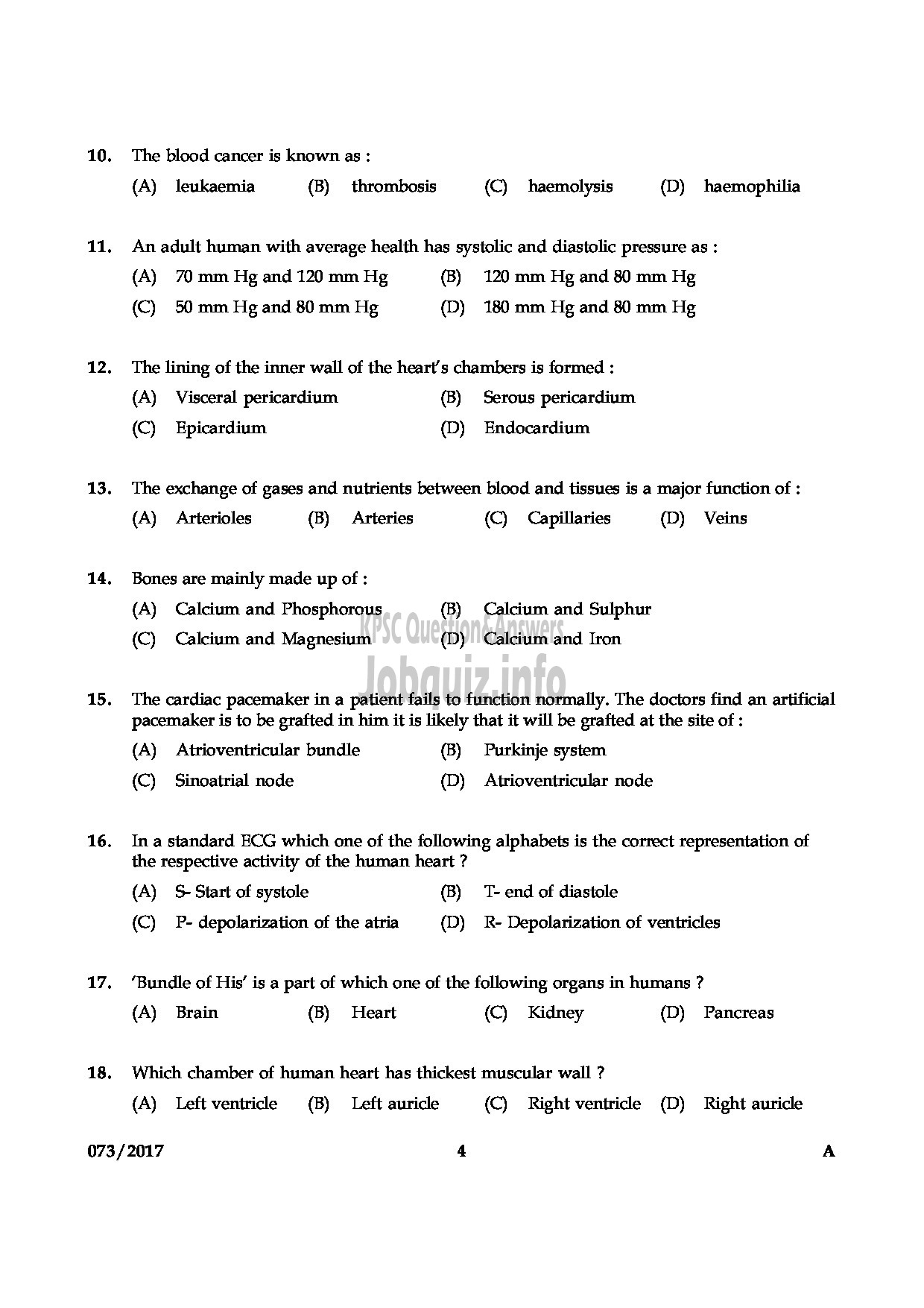 Kerala PSC Question Paper - ECG TECHNICIAN GR II HEALTH QUESTION PAPER-3