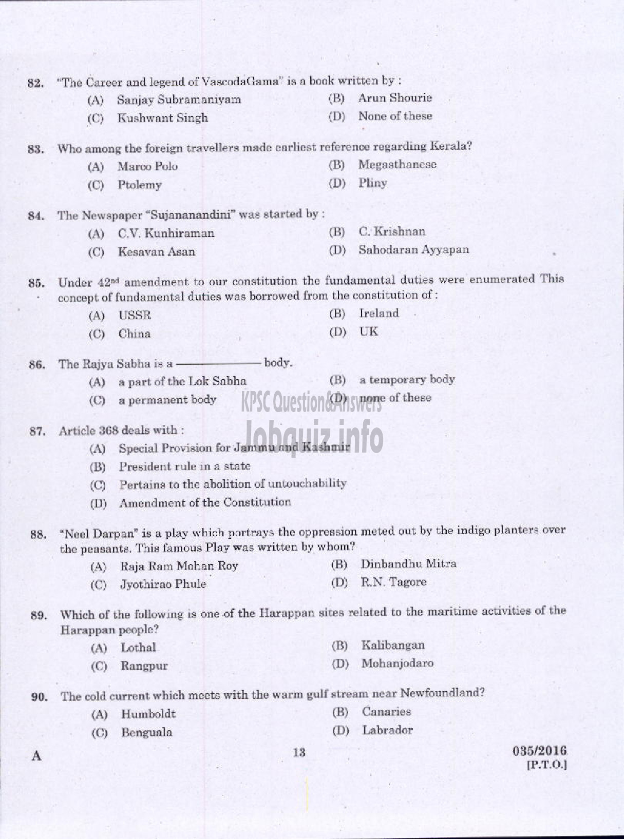 Kerala PSC Question Paper - ELECTRICIAN KERALA STATE WATER TRANSPORT-11