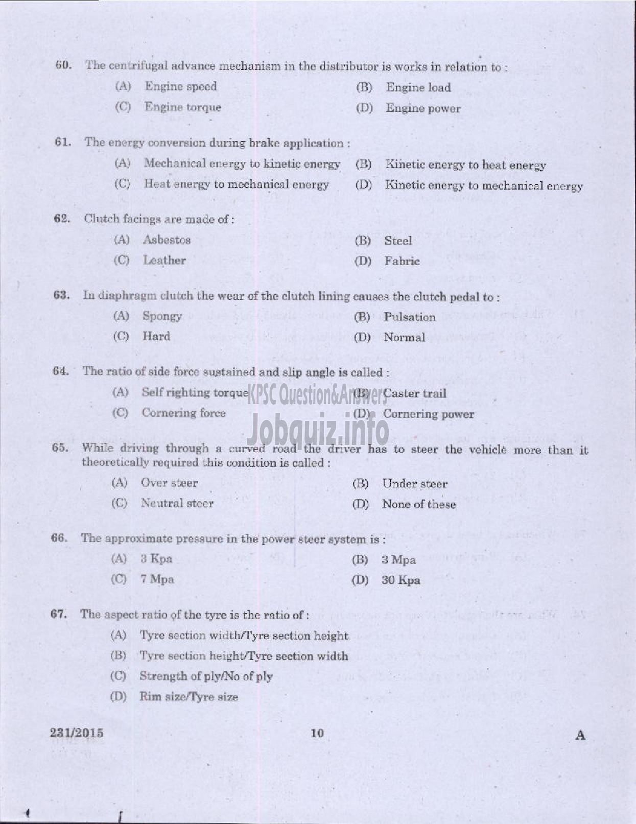 Kerala PSC Question Paper - ELECTRICIAN /PUMP OPERATOR REVENUE-8