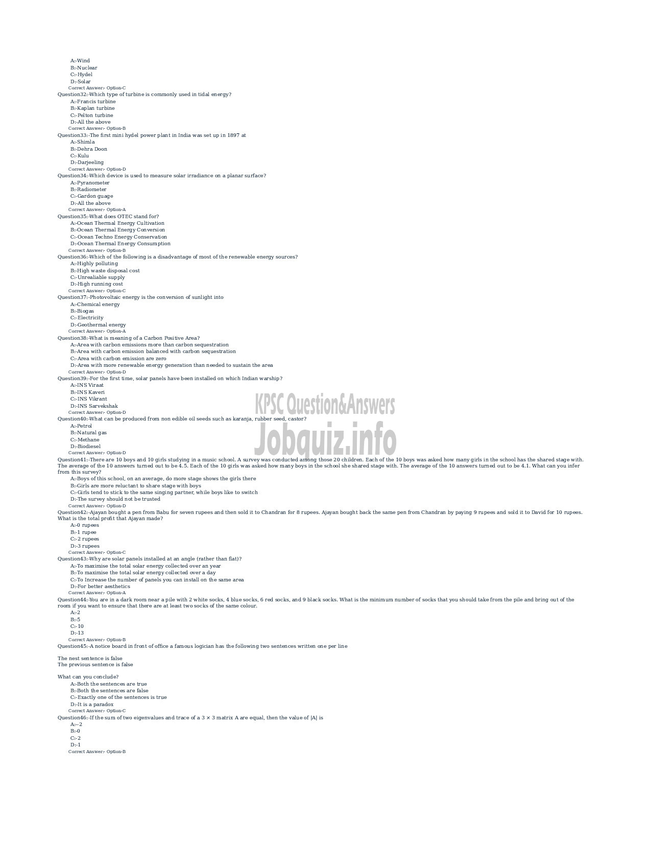 Kerala PSC Question Paper - ENGINEERING APTITUDE TEST-3