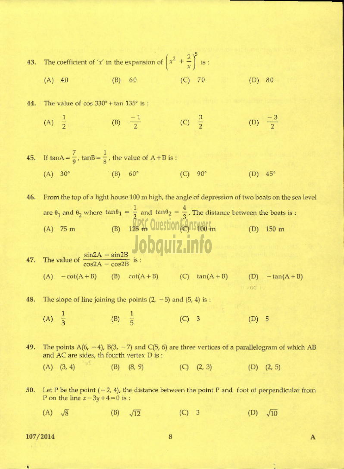 Kerala PSC Question Paper - ENGINEERING ASSISTANT GR II KERALA STATE CONSTRUCTION CORPORATION LIMITED-6