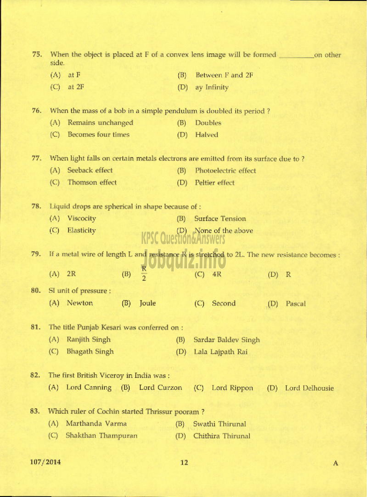 Kerala PSC Question Paper - ENGINEERING ASSISTANT GR II KERALA STATE CONSTRUCTION CORPORATION LIMITED-10