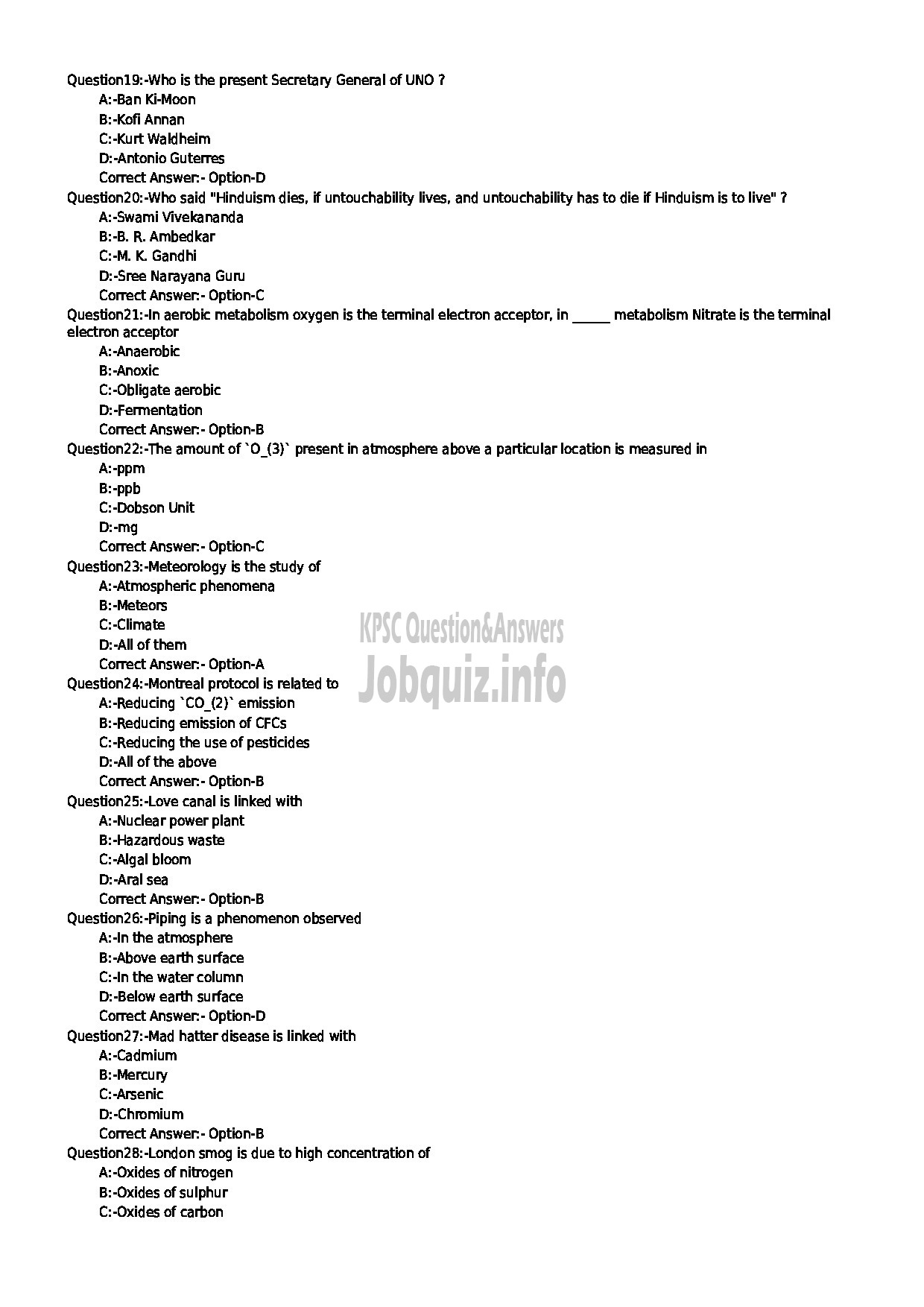 Kerala PSC Question Paper - ENVIRONMENTAL OFFICER ENVIRONMENT AND CLIMATE CHANGE DEPARTMENT-3