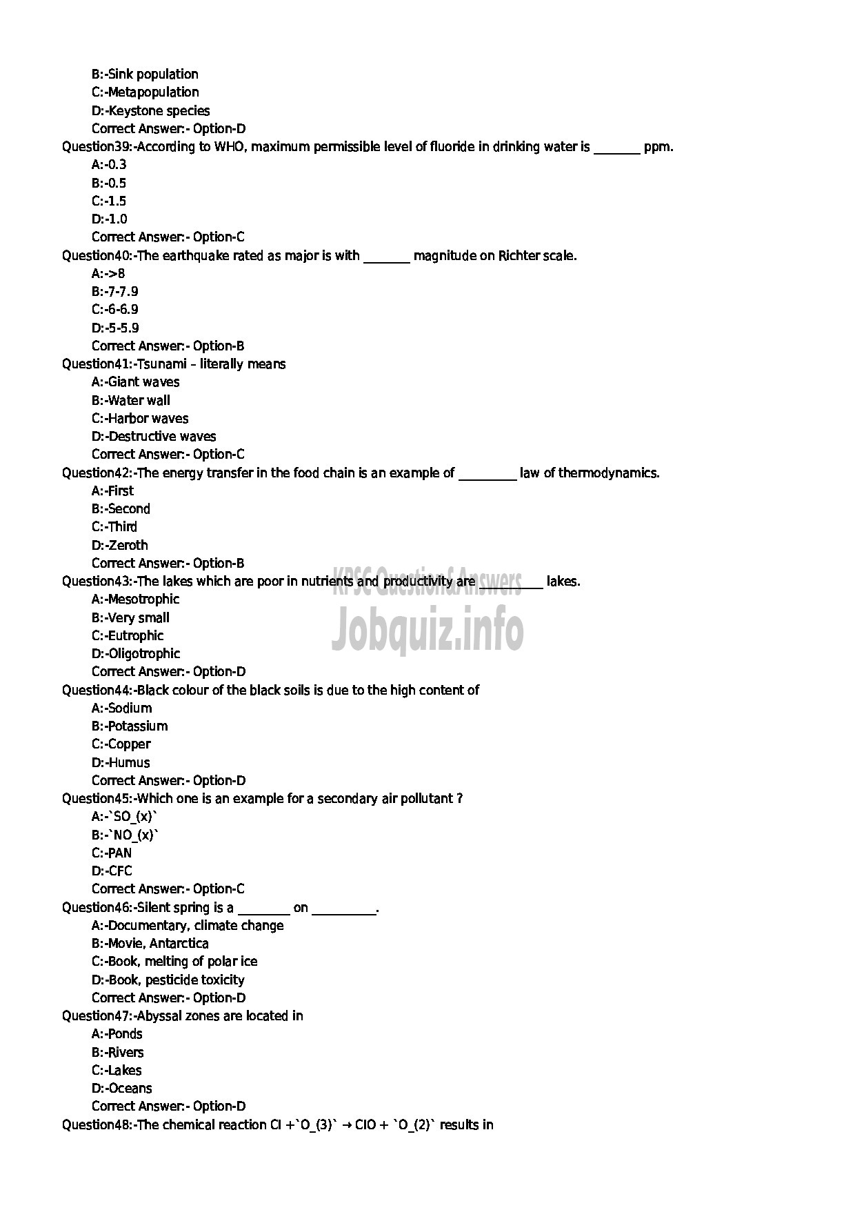 Kerala PSC Question Paper - ENVIRONMENTAL OFFICER ENVIRONMENT AND CLIMATE CHANGE DEPARTMENT-5