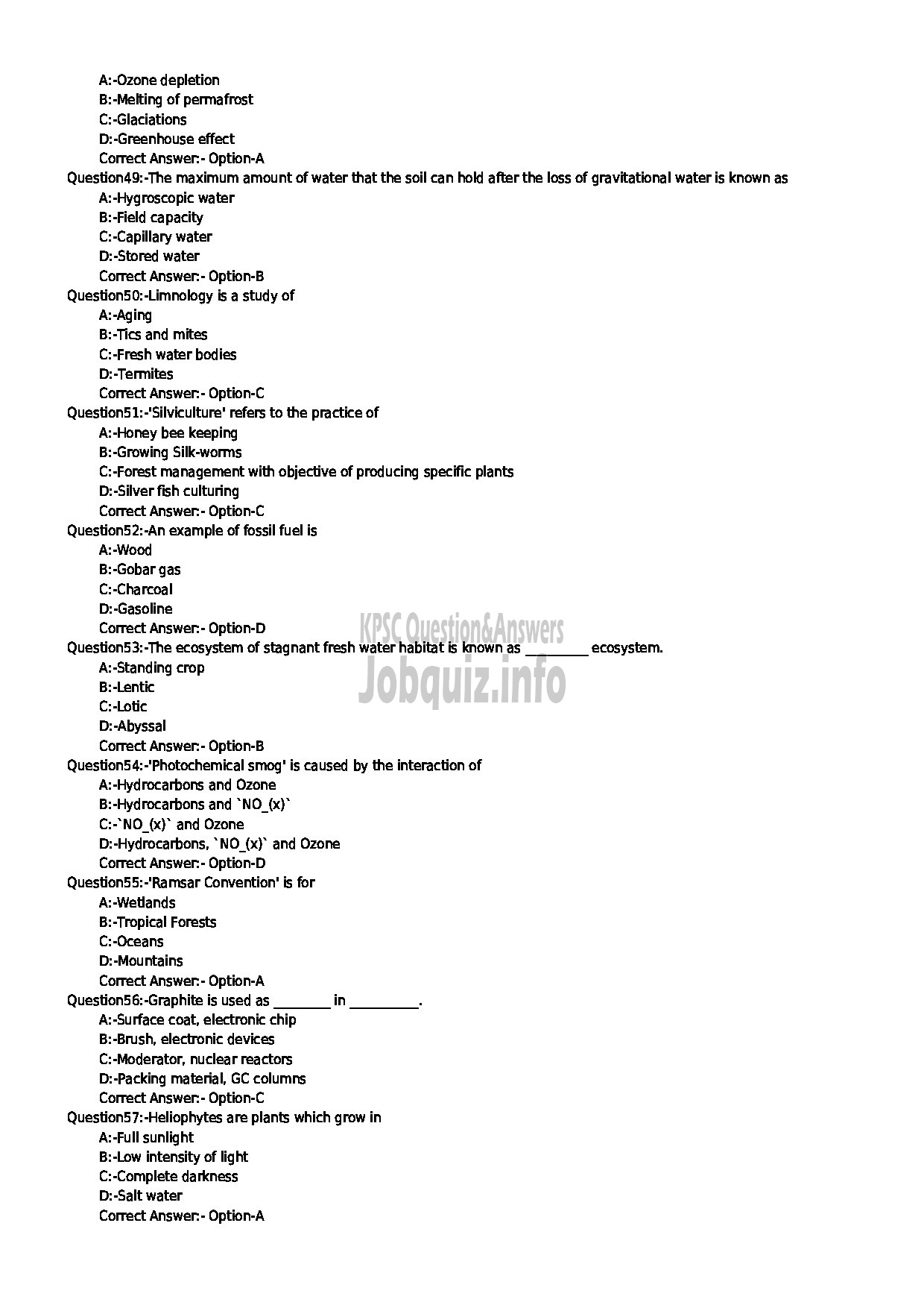 Kerala PSC Question Paper - ENVIRONMENTAL OFFICER ENVIRONMENT AND CLIMATE CHANGE DEPARTMENT-6