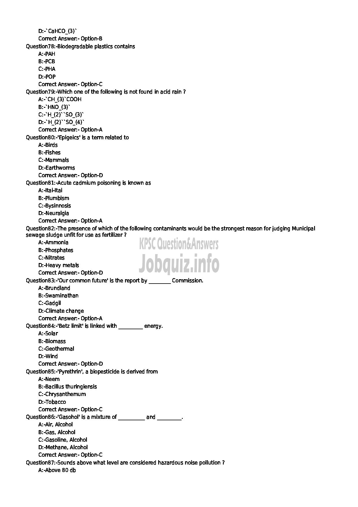 Kerala PSC Question Paper - ENVIRONMENTAL OFFICER ENVIRONMENT AND CLIMATE CHANGE DEPARTMENT-9