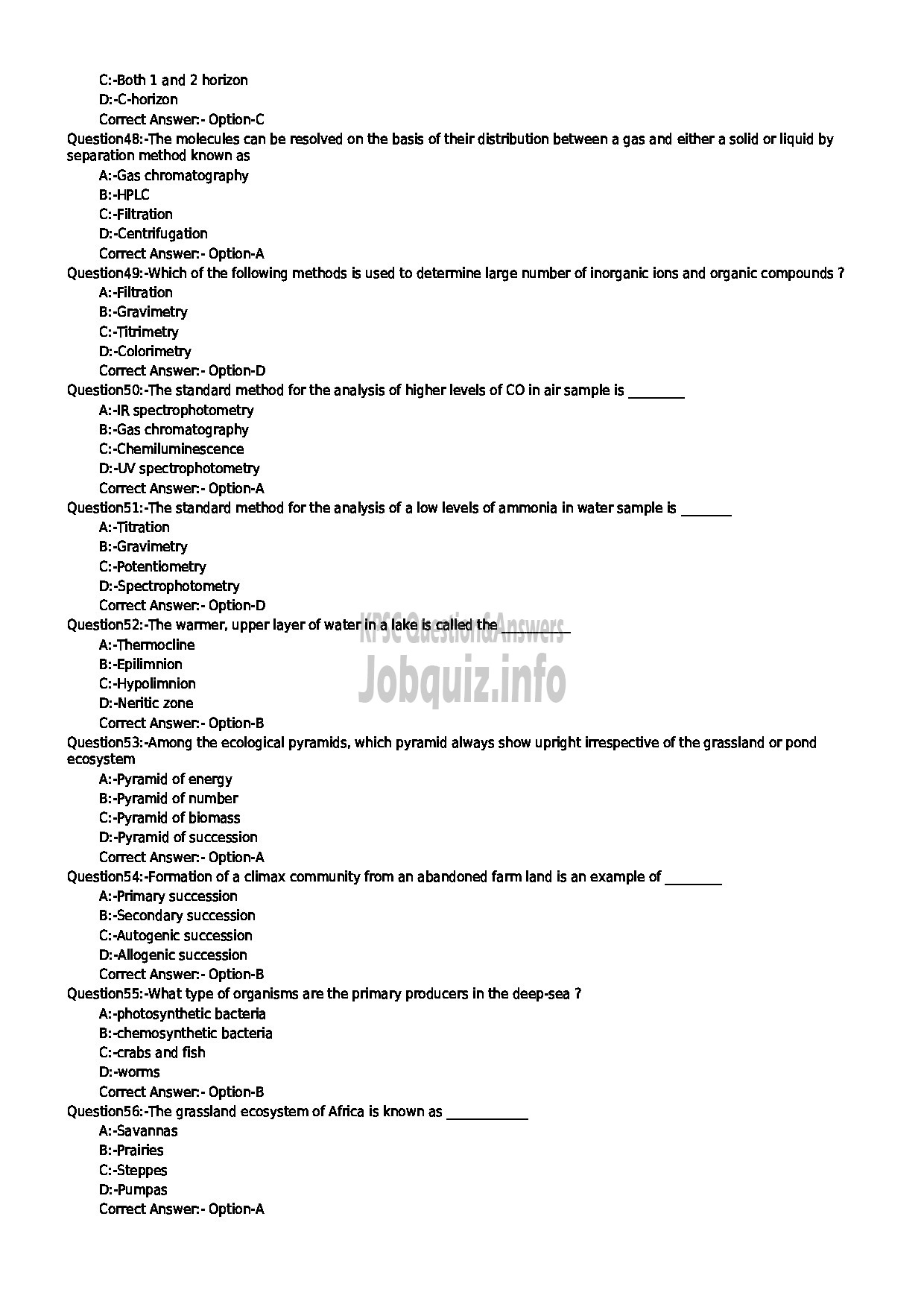 Kerala PSC Question Paper - ENVIRONMENTAL SCIENTIST ENVIRONMENT AND CLIMATE CHNAGE DEPARTMENT-6