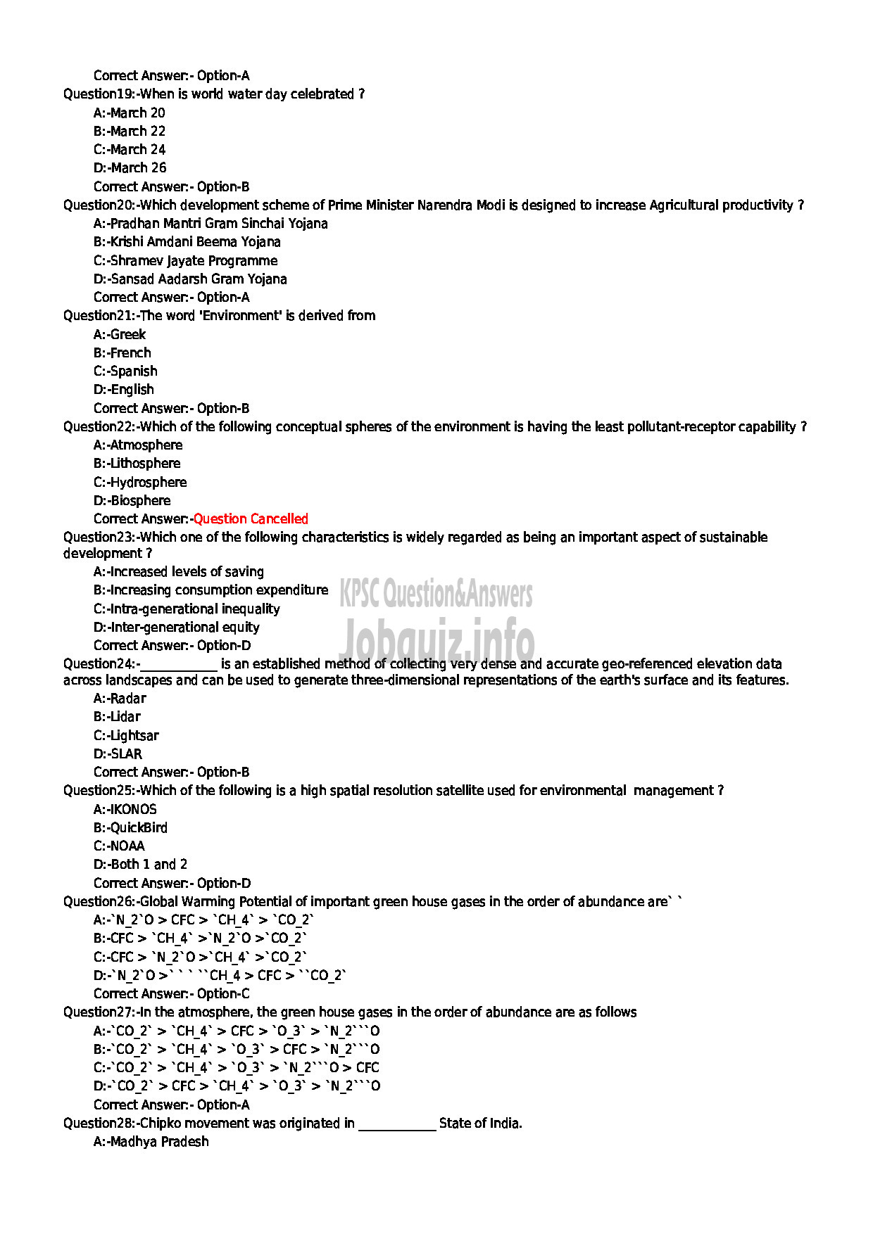 Kerala PSC Question Paper - ENVIRONMENTAL SCIENTIST ENVIRONMENT AND CLIMATE CHNAGE DEPARTMENT-3