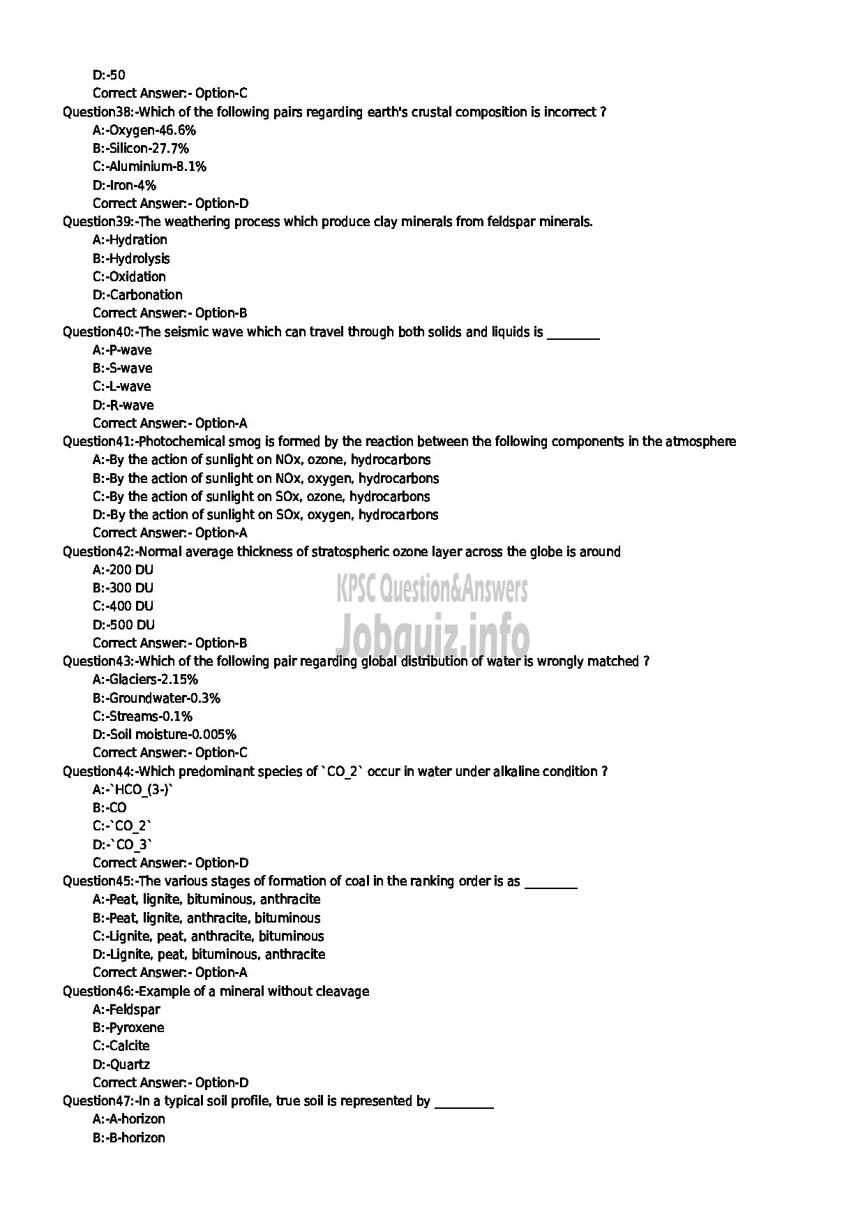 Kerala PSC Question Paper - ENVIRONMENTAL SCIENTIST ENVIRONMENT AND CLIMATE CHNAGE DEPARTMENT-5