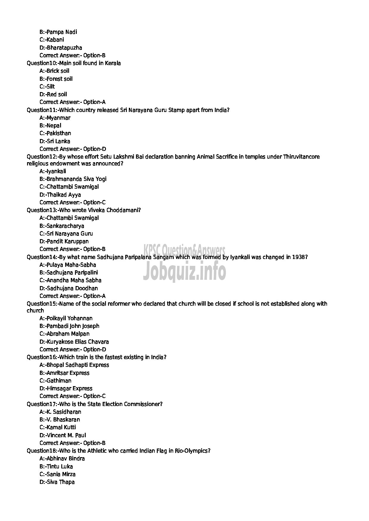 Kerala PSC Question Paper - ENVIRONMENT PROGRAMME MANAGER ENVIRONMENT AND CLIMATE CHANGE-2