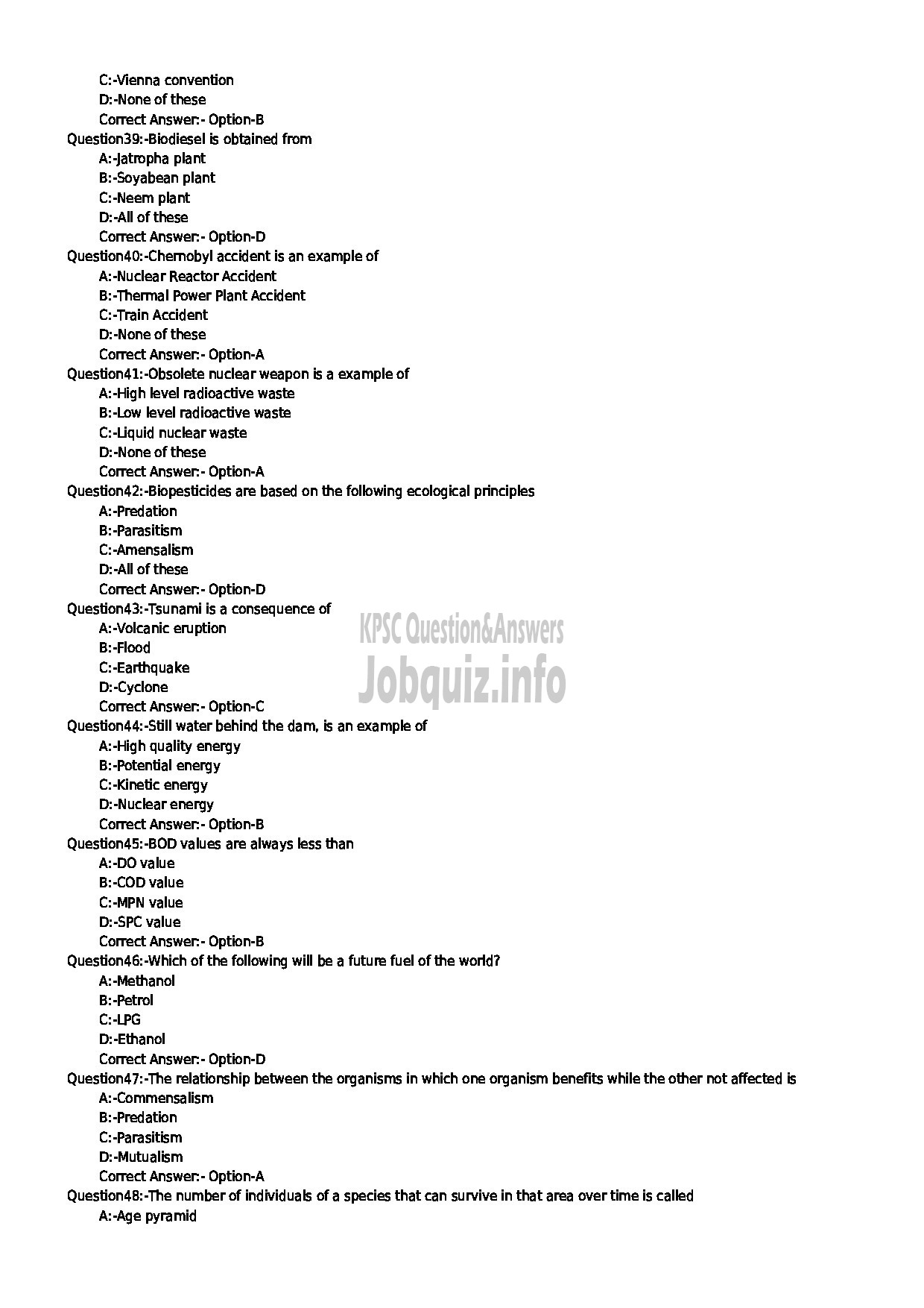 Kerala PSC Question Paper - ENVIRONMENT PROGRAMME MANAGER ENVIRONMENT AND CLIMATE CHANGE-5