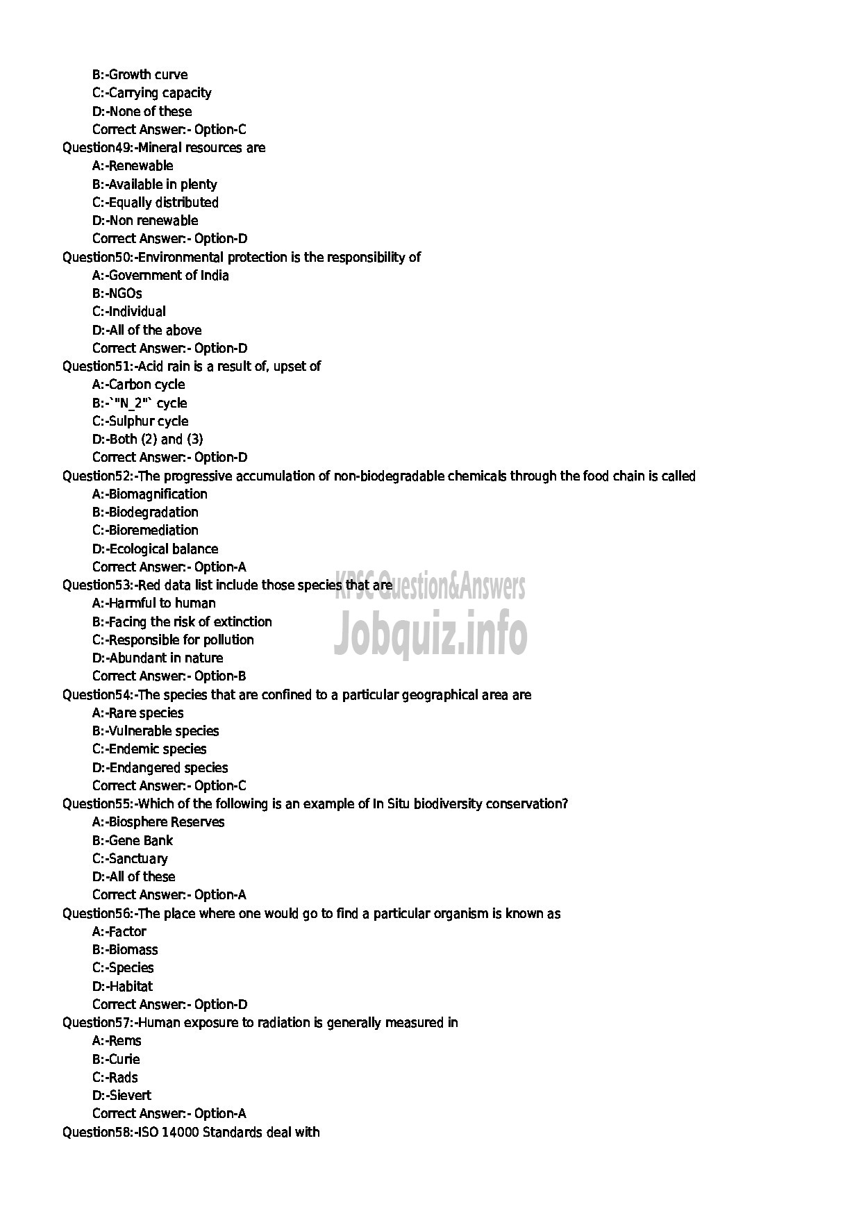 Kerala PSC Question Paper - ENVIRONMENT PROGRAMME MANAGER ENVIRONMENT AND CLIMATE CHANGE-6