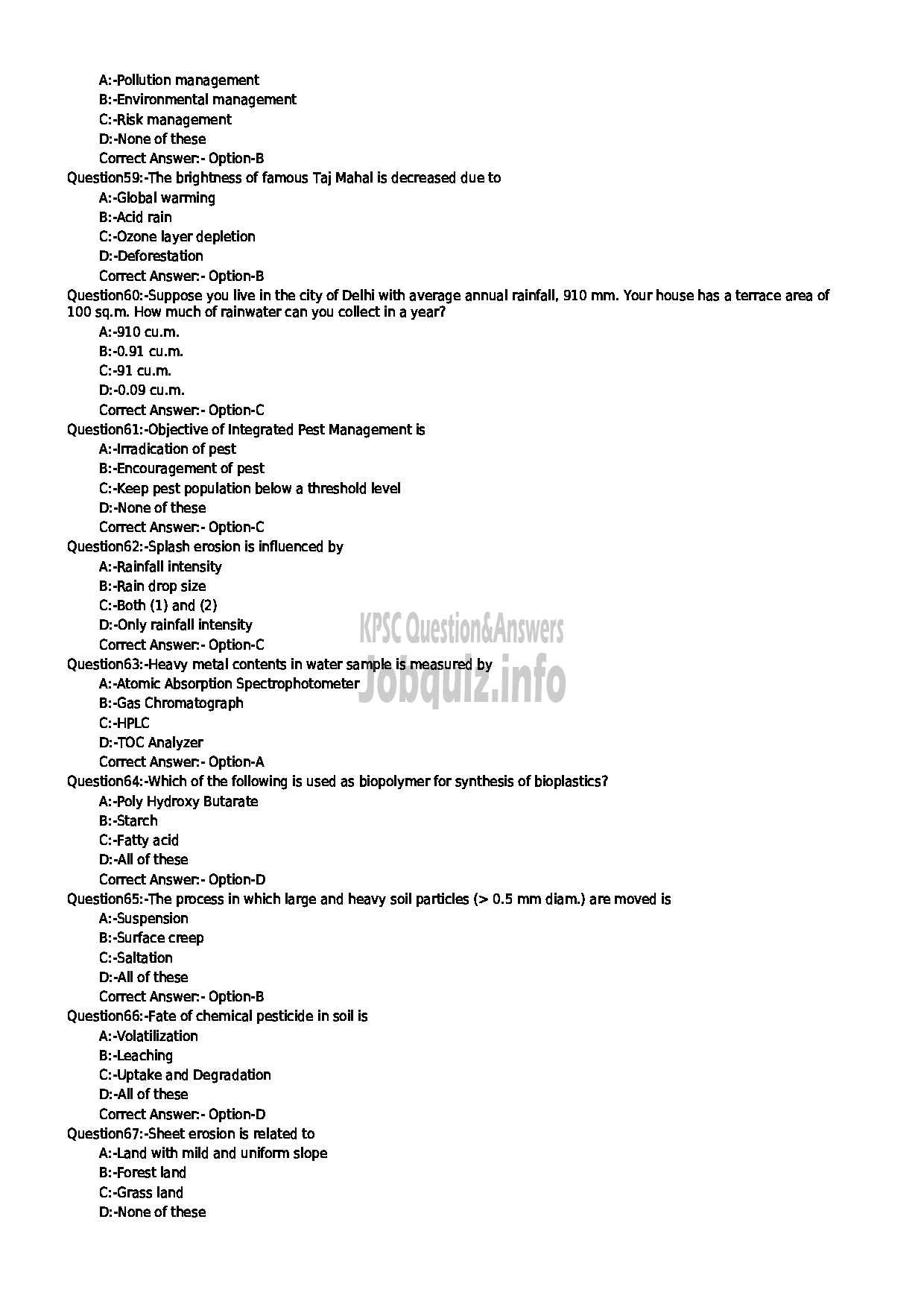 Kerala PSC Question Paper - ENVIRONMENT PROGRAMME MANAGER ENVIRONMENT AND CLIMATE CHANGE-7