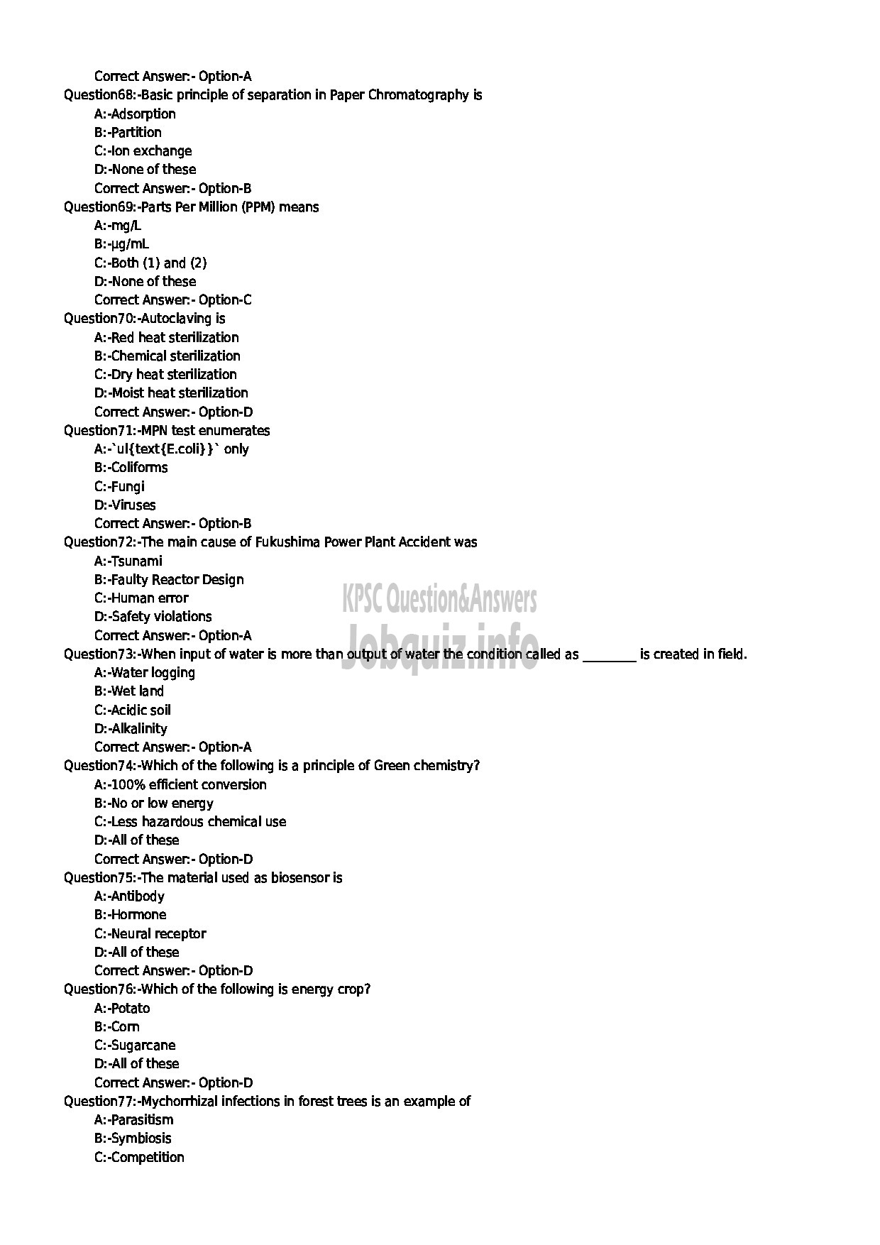 Kerala PSC Question Paper - ENVIRONMENT PROGRAMME MANAGER ENVIRONMENT AND CLIMATE CHANGE-8