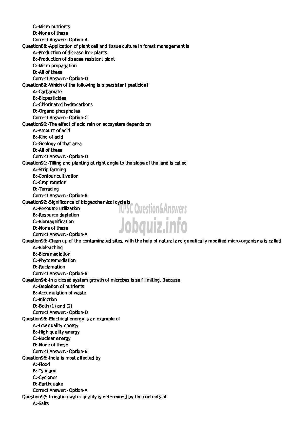 Kerala PSC Question Paper - ENVIRONMENT PROGRAMME MANAGER ENVIRONMENT AND CLIMATE CHANGE-10