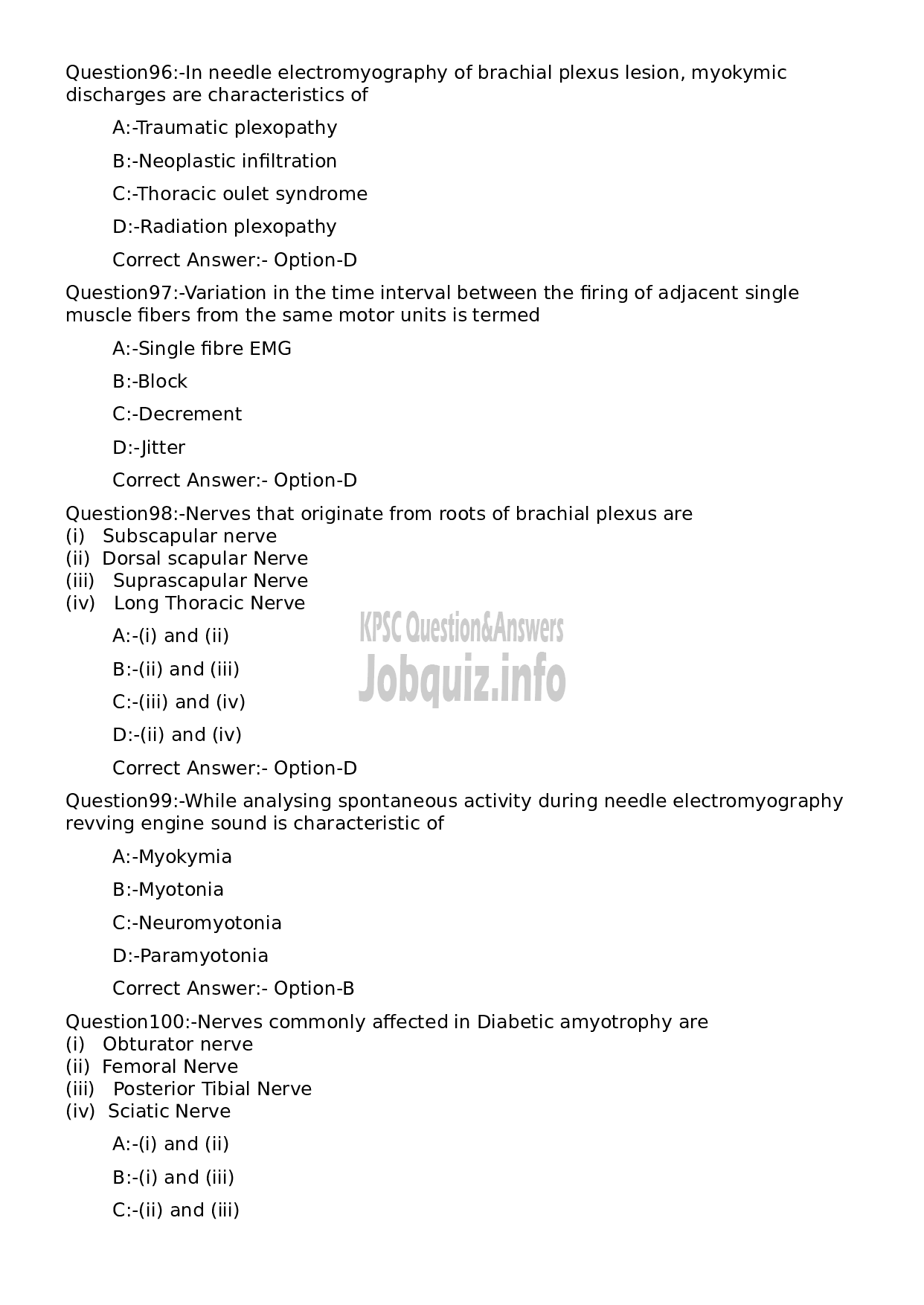 Kerala PSC Question Paper - E E G Technician Grade II-20