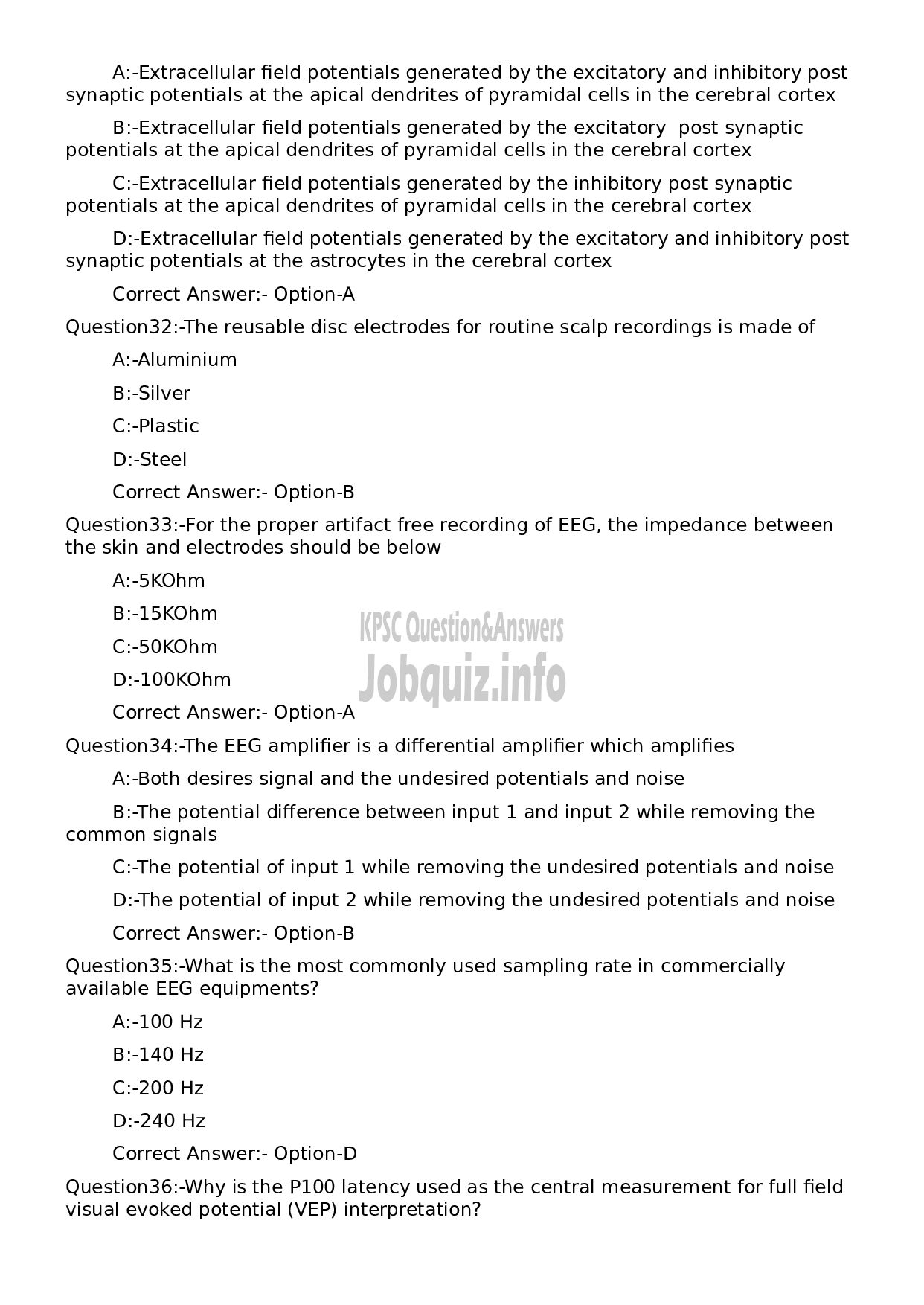 Kerala PSC Question Paper - E E G Technician Grade II-8