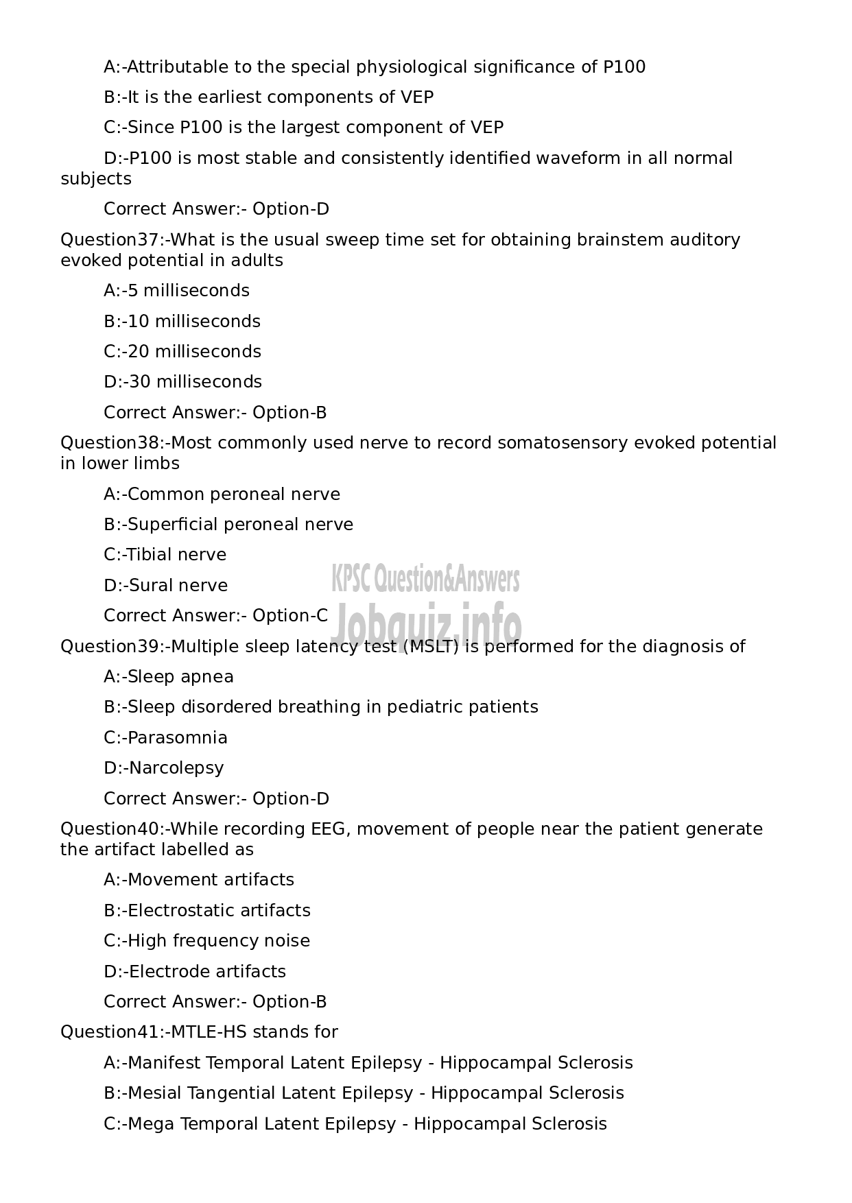 Kerala PSC Question Paper - E E G Technician Grade II-9