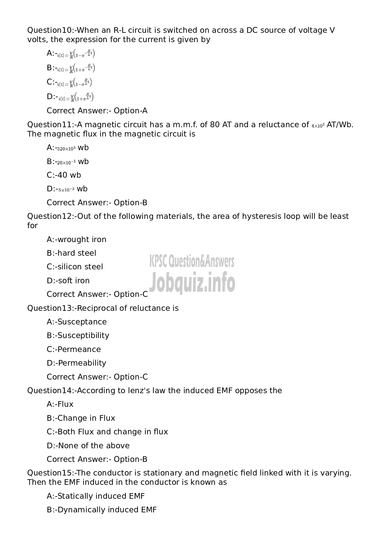 Kerala PSC Question Paper - Electrical Engineer-3