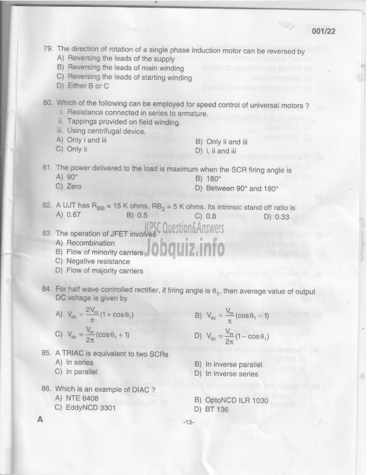 Kerala PSC Question Paper - Electrical Supervisor - Apex Societies & MATSYAFED-11