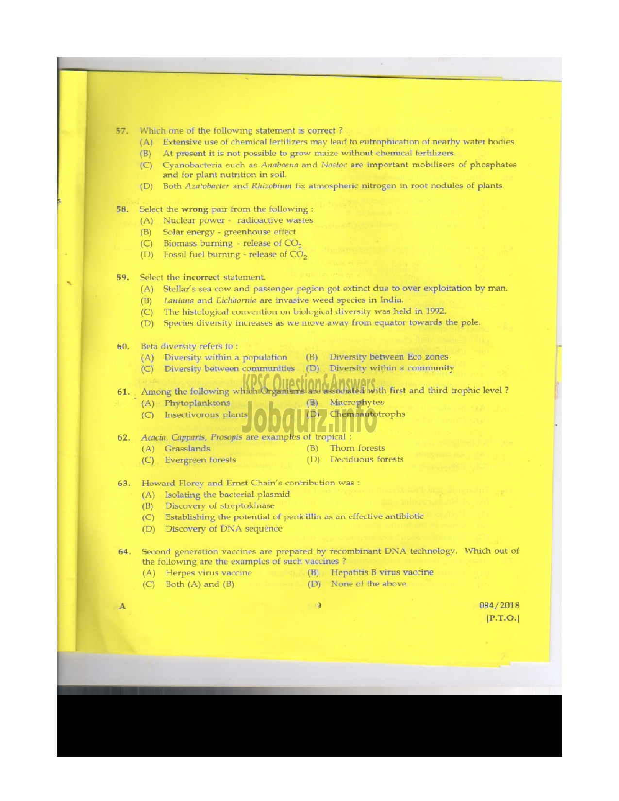 Kerala PSC Question Paper - FARM SUPERINDENT AYURVEDA MEDICAL EDUCATION ENGLISH -8