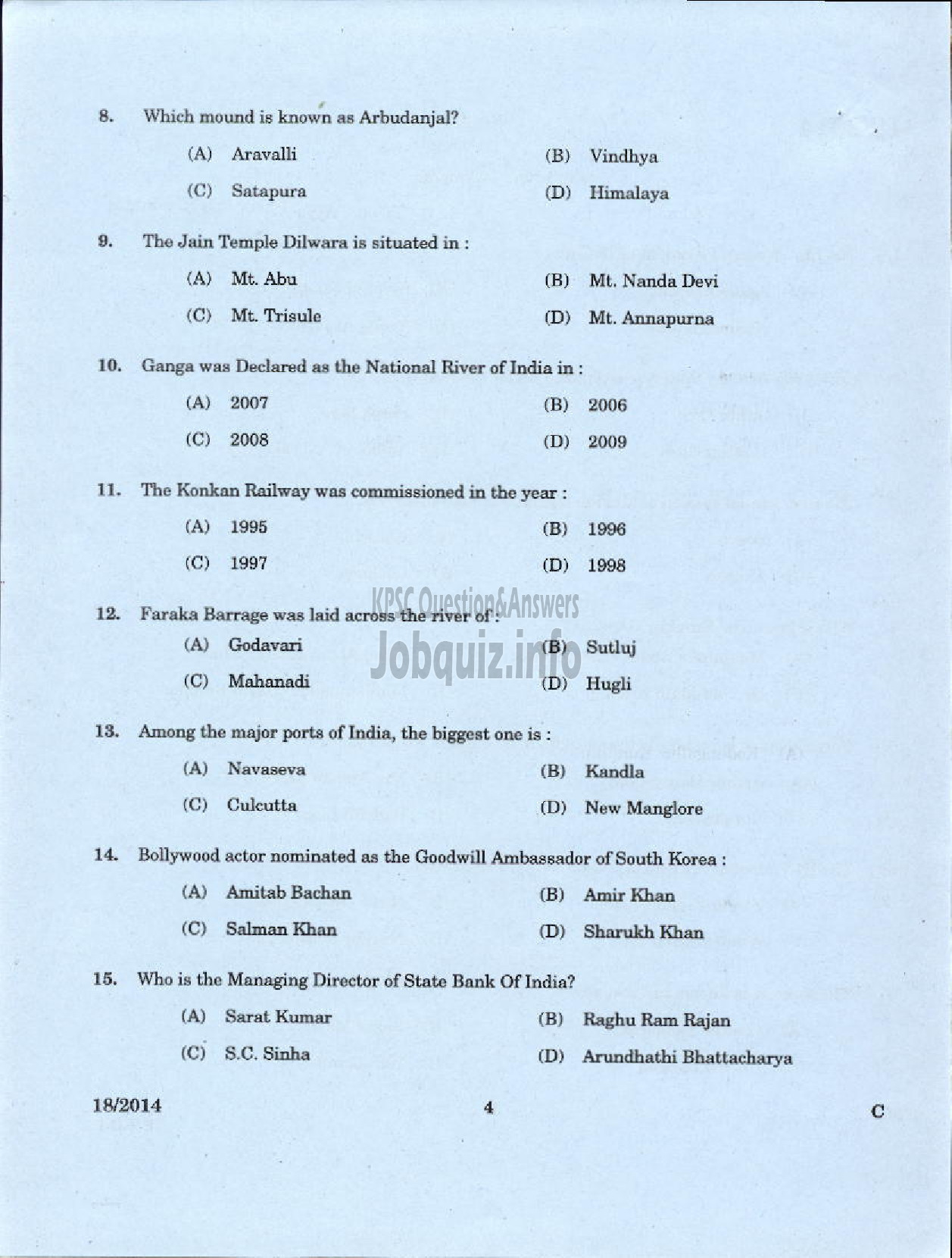 Kerala PSC Question Paper - FIELD OFFICER NCA FOREST DEVELOPMENT CORPORATION-2