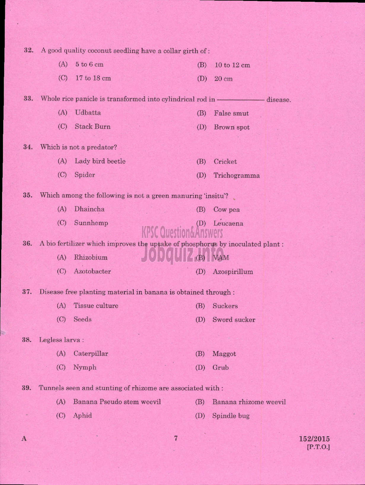 Kerala PSC Question Paper - FIELD SUPERVISOR GR II S F C OF KERALA LTD-5