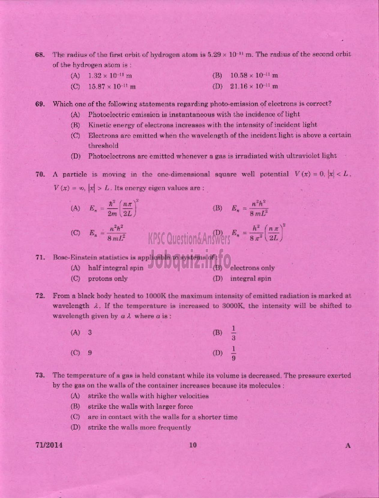 Kerala PSC Question Paper - FINGER PRINT SEARCHER POLICE FINGER PRINT BUREAU DEPT-8