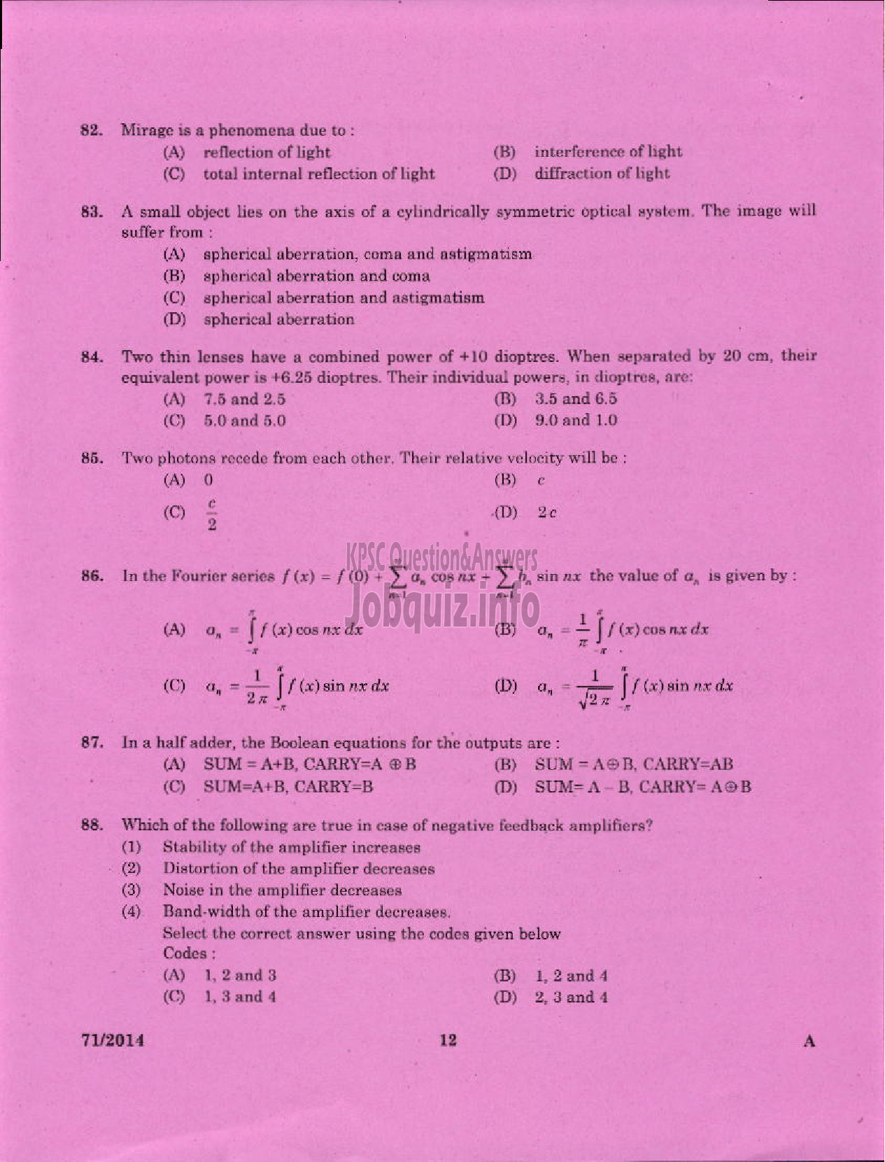 Kerala PSC Question Paper - FINGER PRINT SEARCHER POLICE FINGER PRINT BUREAU DEPT-10