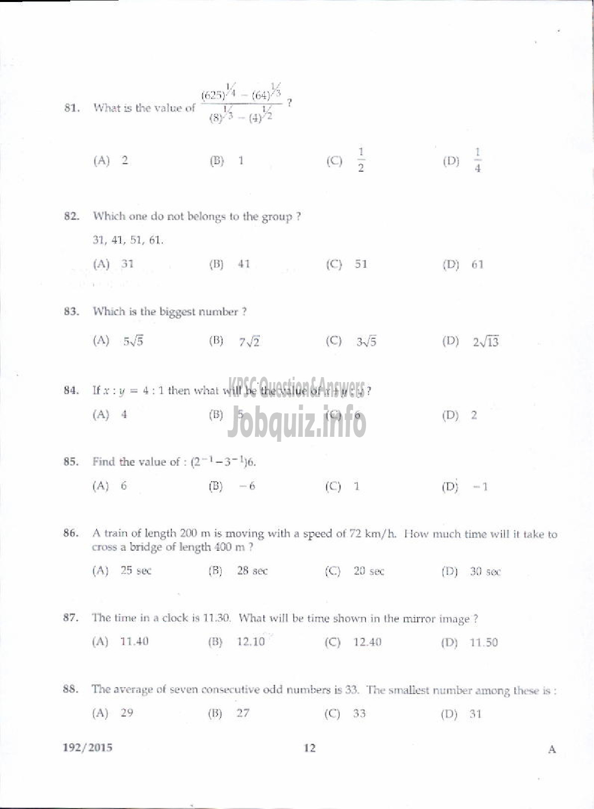 Kerala PSC Question Paper - FIREMAN TRAINEE FIRE AND RESCUE SERVICES-10