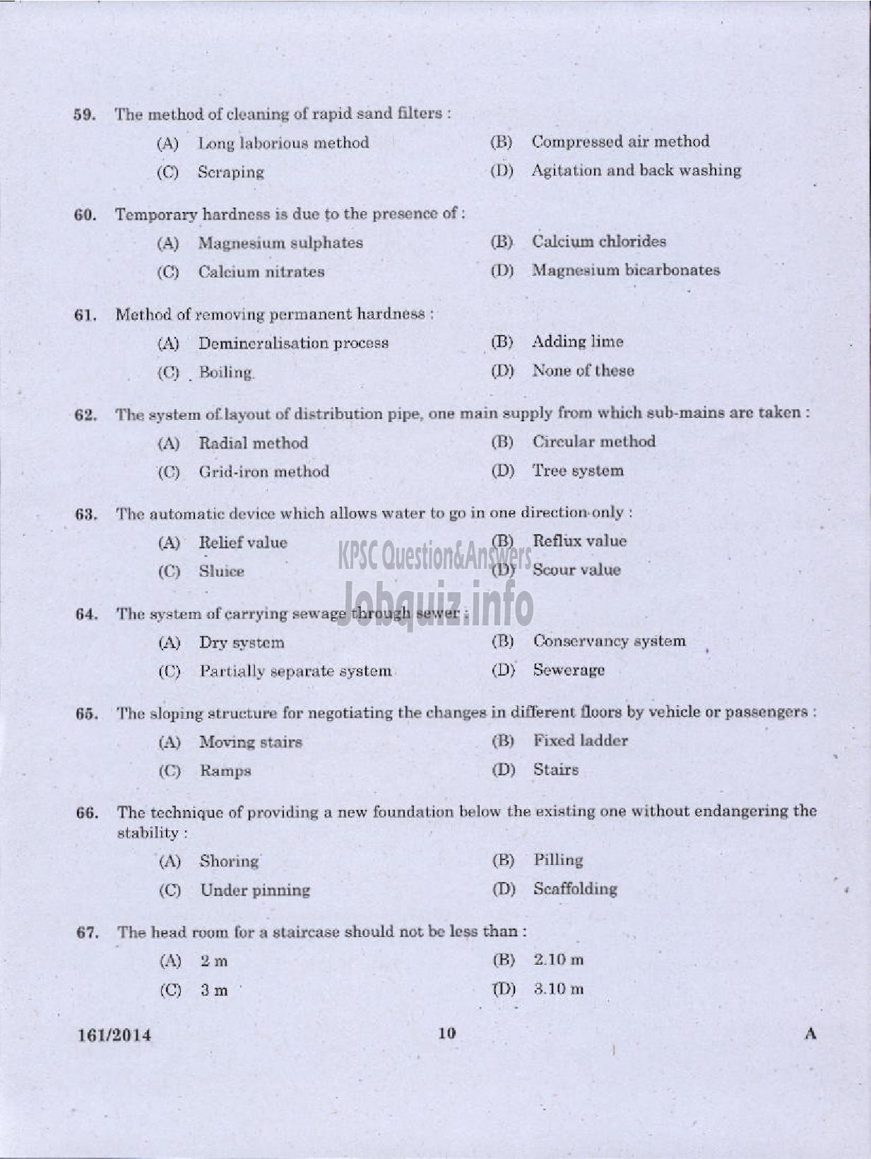 Kerala PSC Question Paper - FIRST GRADE OVERSEER / FIRST GRADE DRAFTSMAN LSGD / OVERSEER CIVIL GRADE II KSIDC-8
