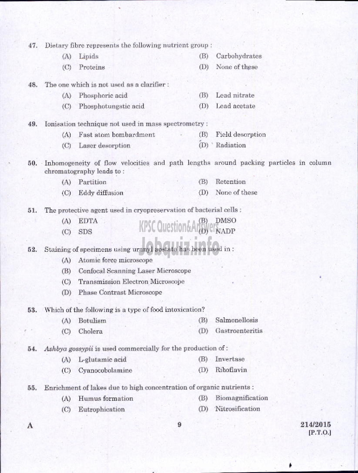 Kerala PSC Question Paper - FOOD SAFETY OFFICER FOOD SAFETY-7