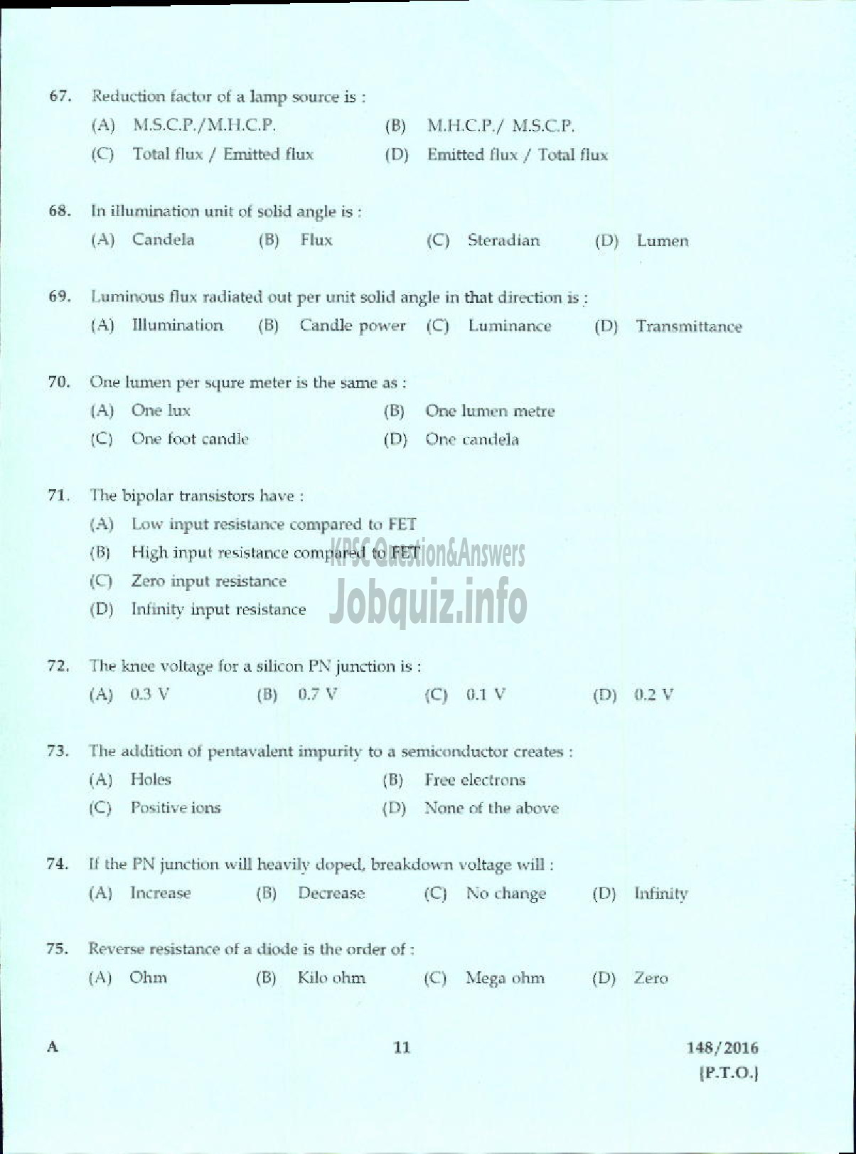 Kerala PSC Question Paper - FOREMAN CENTRAL WORKSHOP MEDICAL EDUCATION-9