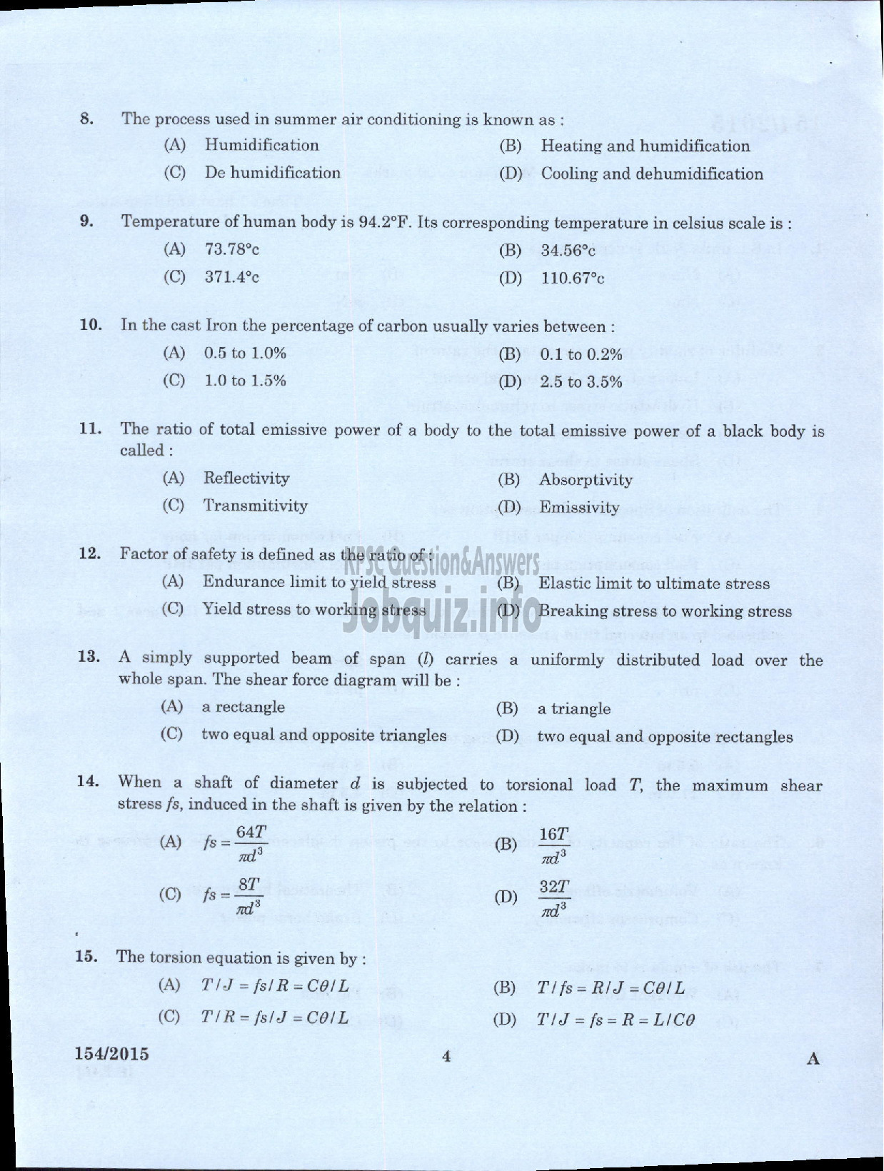 Kerala PSC Question Paper - FOREMAN GOVT INSTRUMENT WORKSHOP KERALA SMALL INDUSTRIES DEVELOPMENT CORPORATION LTD SIDCO-2