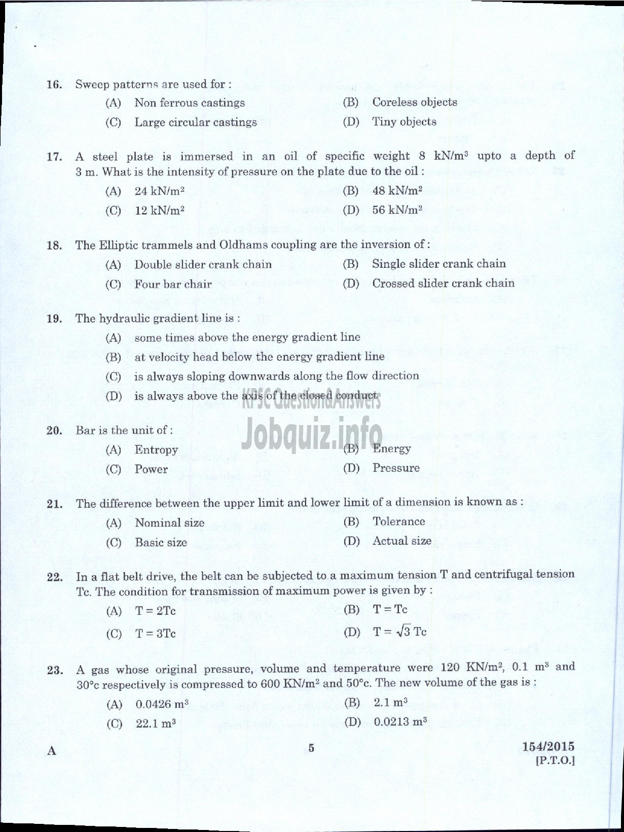 Kerala PSC Question Paper - FOREMAN GOVT INSTRUMENT WORKSHOP KERALA SMALL INDUSTRIES DEVELOPMENT CORPORATION LTD SIDCO-3
