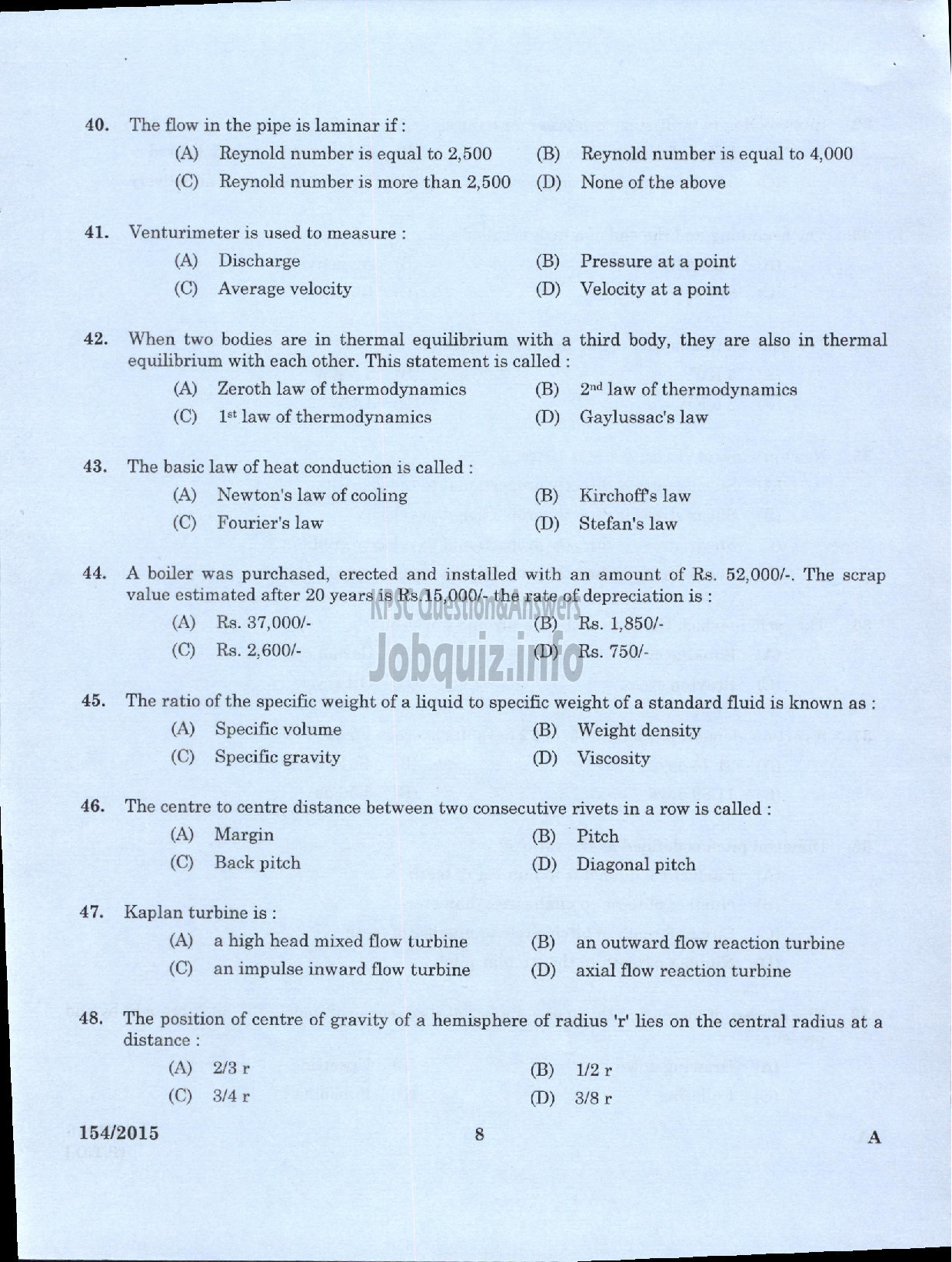 Kerala PSC Question Paper - FOREMAN GOVT INSTRUMENT WORKSHOP KERALA SMALL INDUSTRIES DEVELOPMENT CORPORATION LTD SIDCO-6
