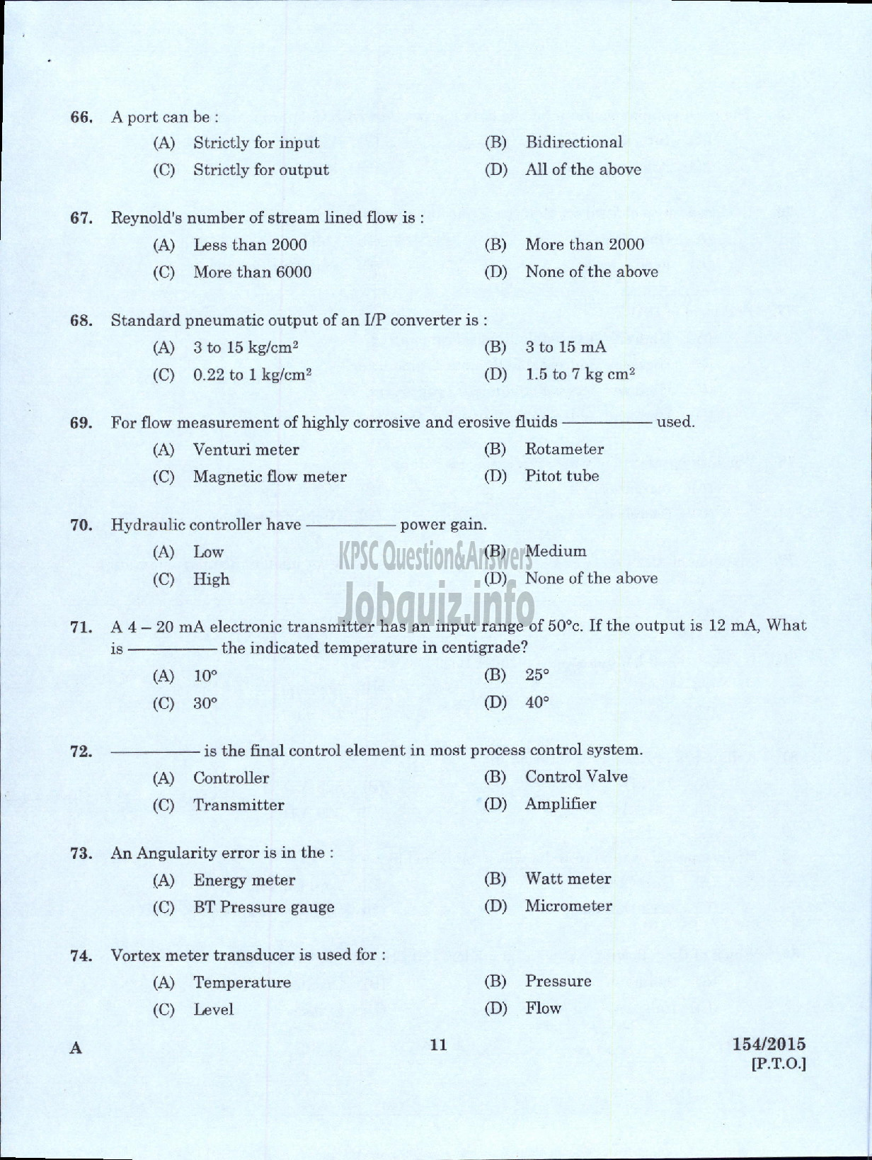Kerala PSC Question Paper - FOREMAN GOVT INSTRUMENT WORKSHOP KERALA SMALL INDUSTRIES DEVELOPMENT CORPORATION LTD SIDCO-9