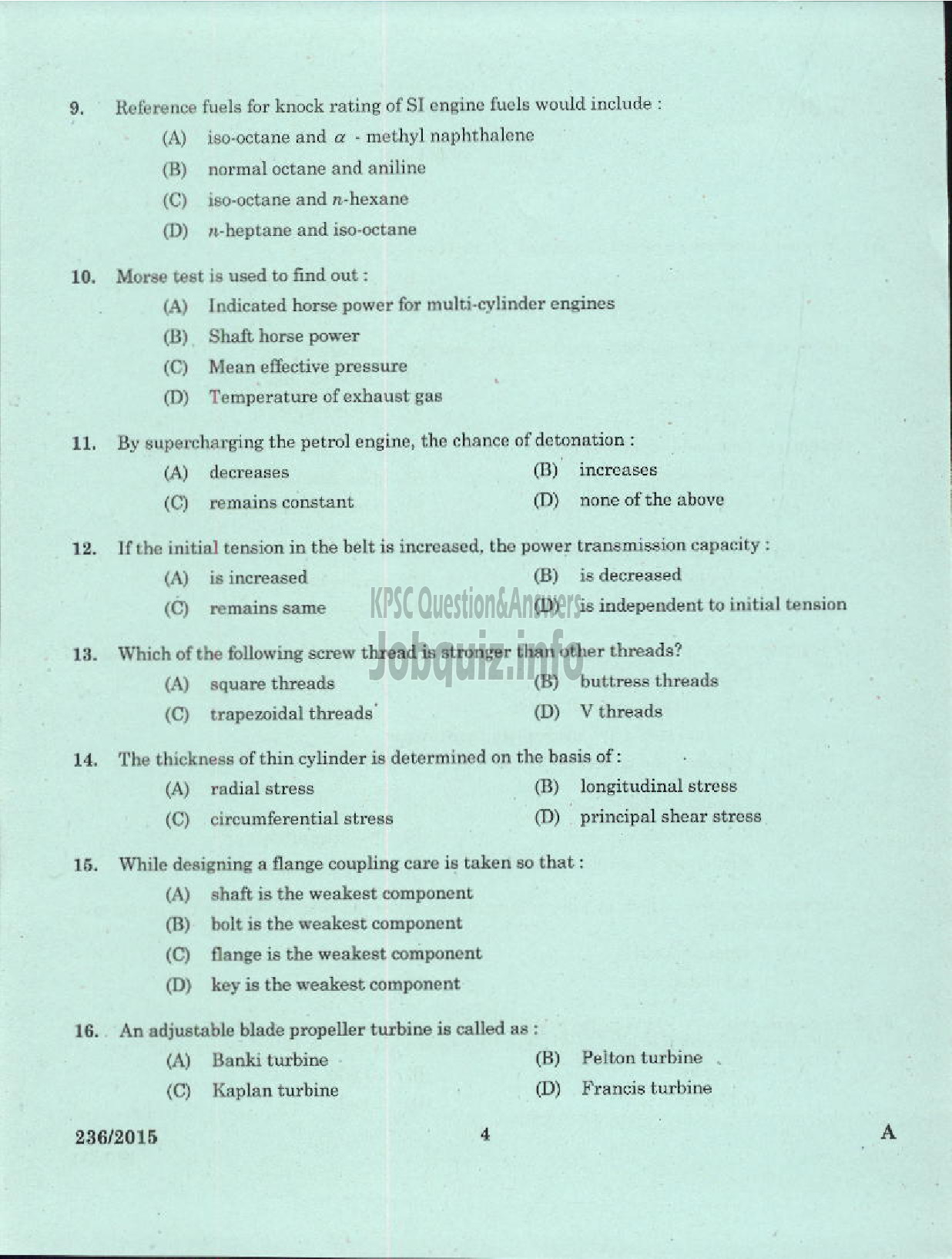 Kerala PSC Question Paper - FOREMAN SERVICE WORKSHOP KERALA SMALL INDUSTRIES DEVELOPMENT CORPORATION LTD SIDCO-2