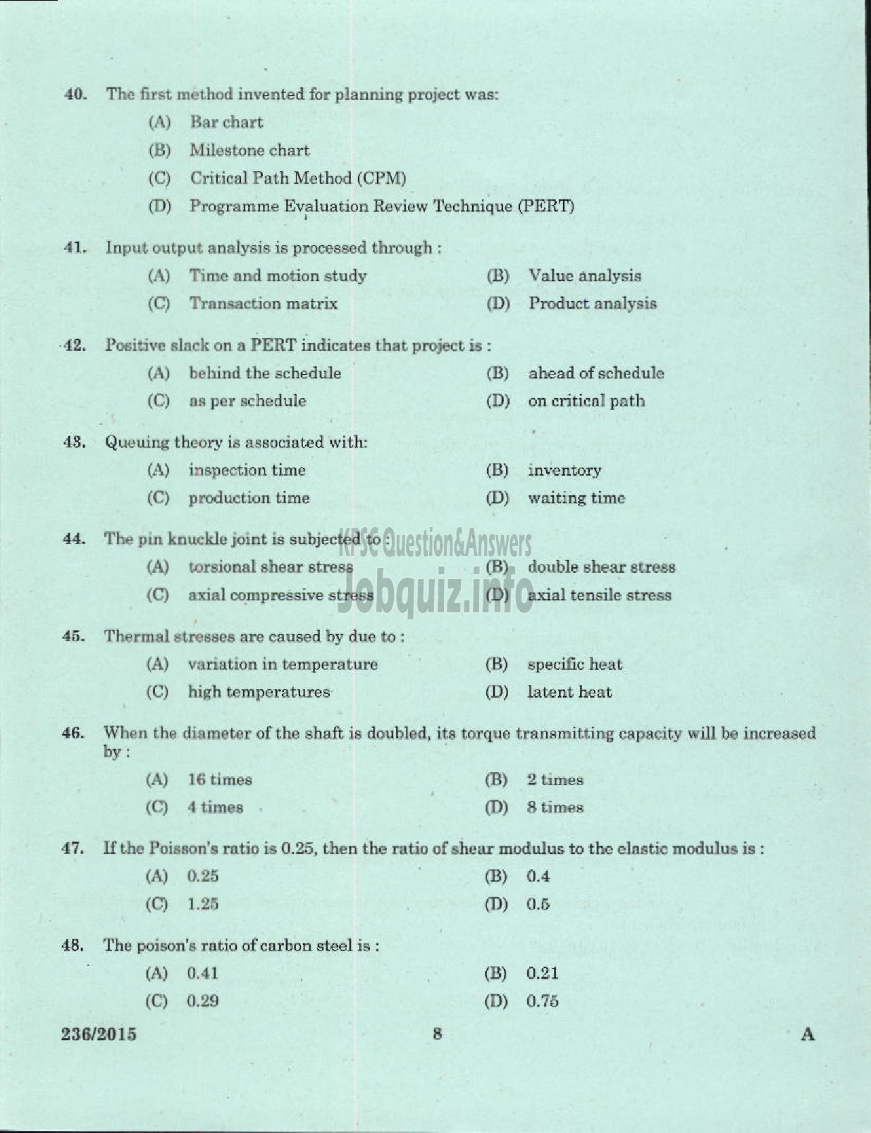 Kerala PSC Question Paper - FOREMAN SERVICE WORKSHOP KERALA SMALL INDUSTRIES DEVELOPMENT CORPORATION LTD SIDCO-6