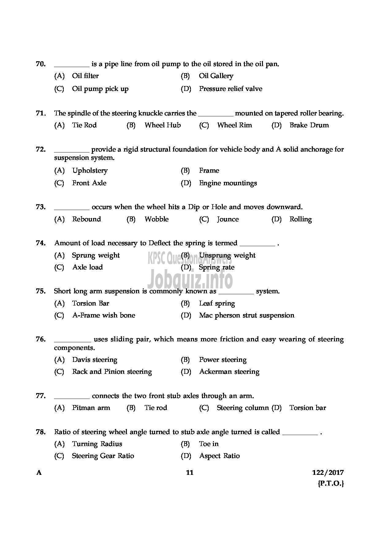 Kerala PSC Question Paper - FOREMAN STATE WATER TRANSPORT-11