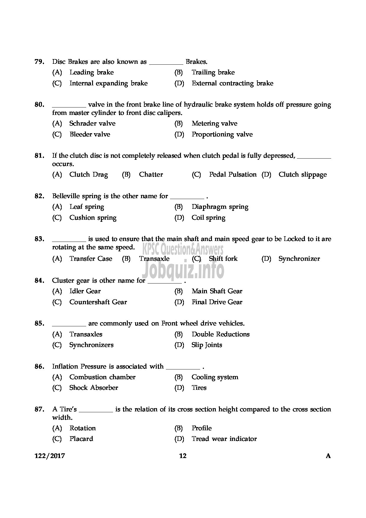 Kerala PSC Question Paper - FOREMAN STATE WATER TRANSPORT-12