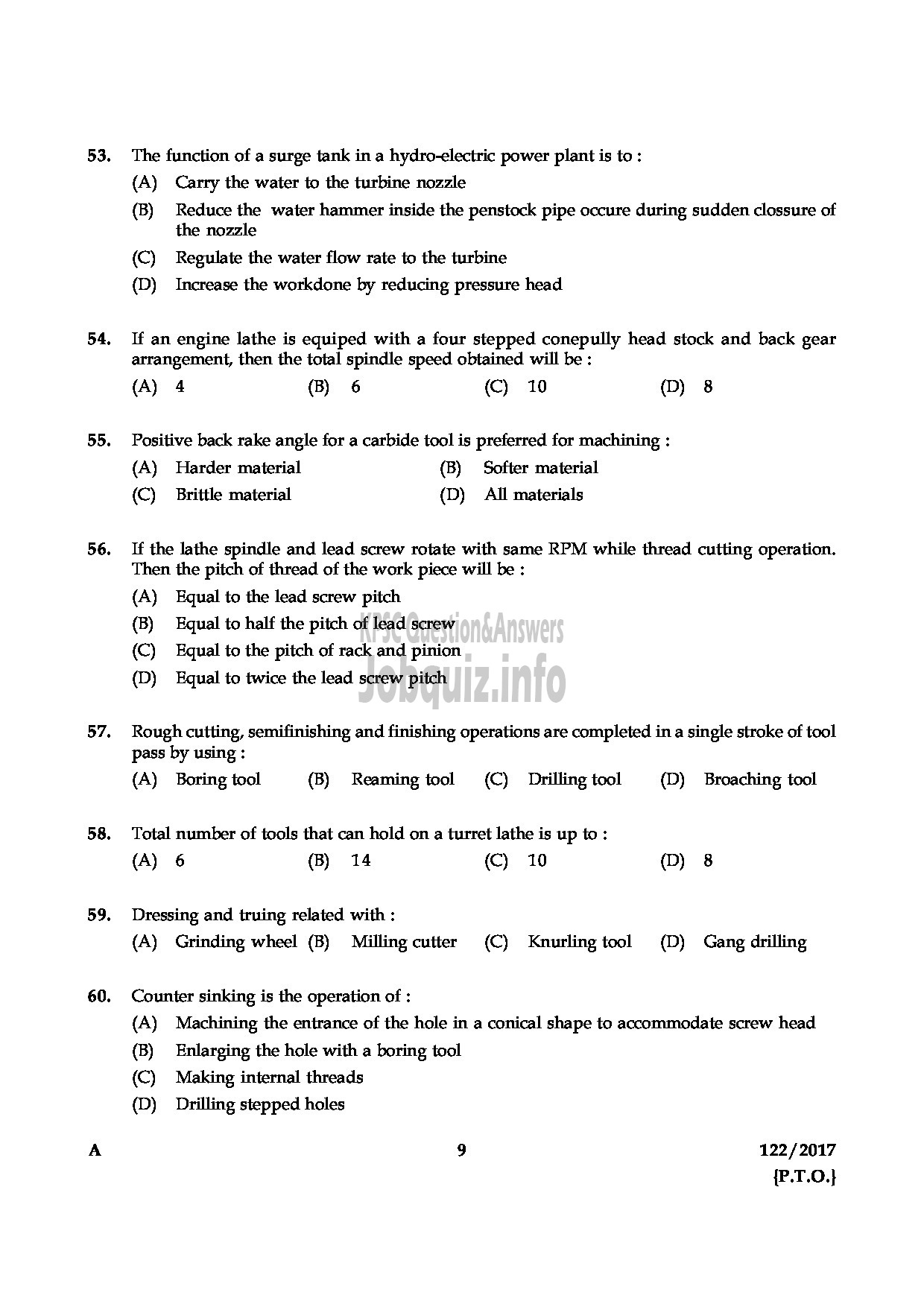 Kerala PSC Question Paper - FOREMAN STATE WATER TRANSPORT-9