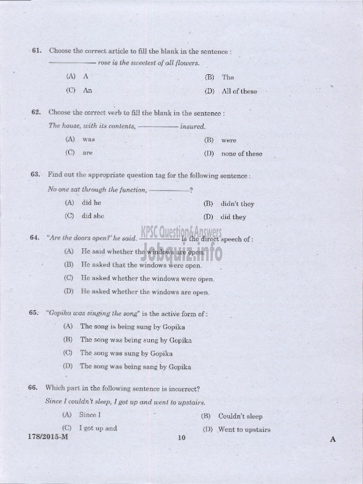 Kerala PSC Question Paper - FOREST GUARD NCA FOREST/MALE WARDER NCA JAIL ( Malayalam ) -8